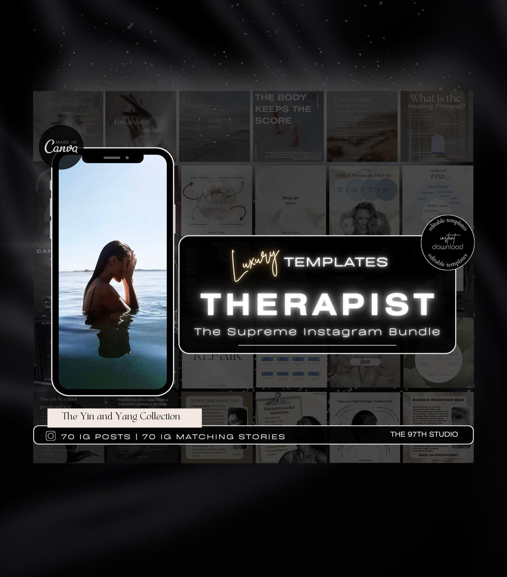 140 Therapist Instagram Templates | Mental Health Instagram Templates | Psychologist Posts | Counseling IG Posts | Social Media Marketing