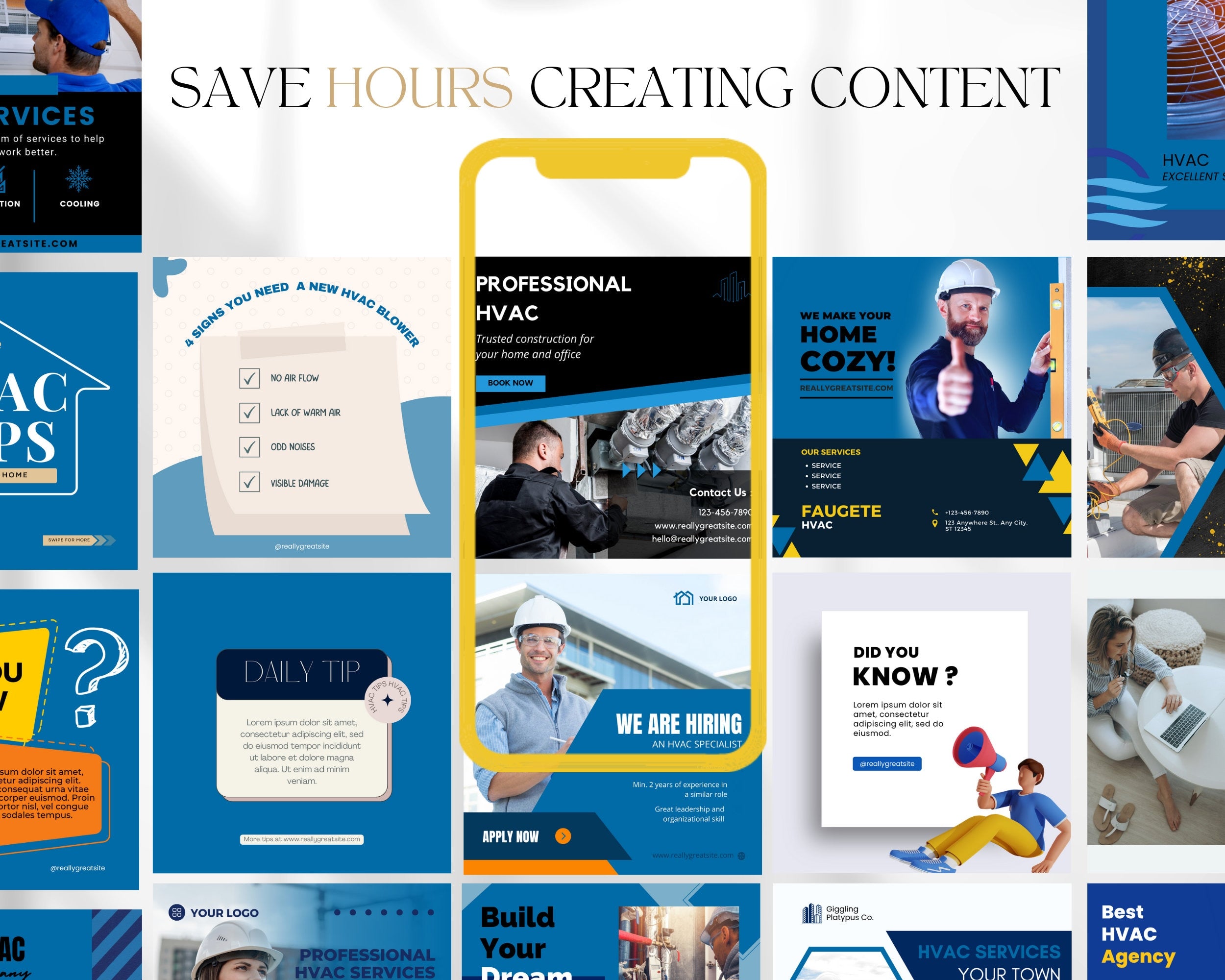 230 HVAC Instagram Template Posts for Small Business