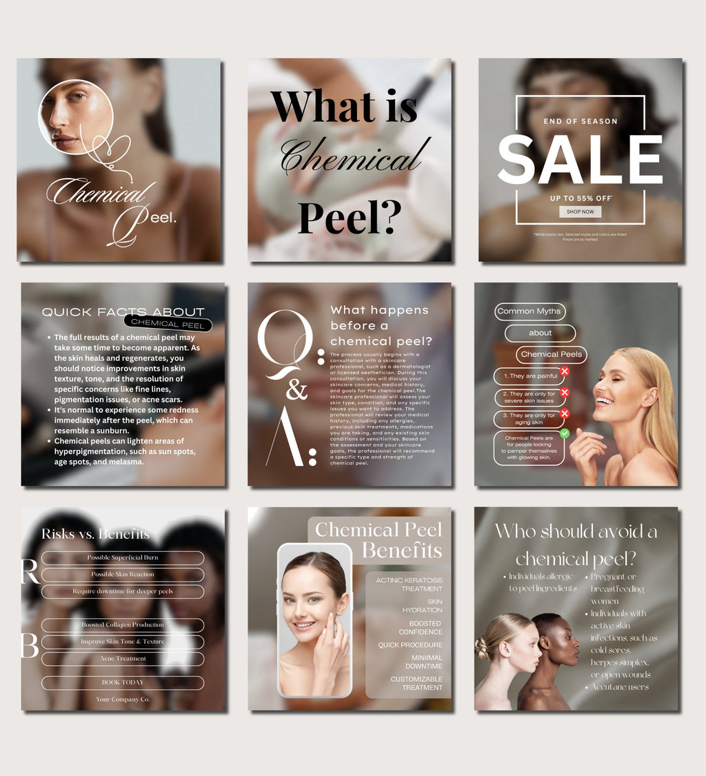Chemical Peel Instagram Templates | Esthetician Instagram | Facial Treatment | Skincare Social Media | Skincare Instagram Templates | MEDSPA
