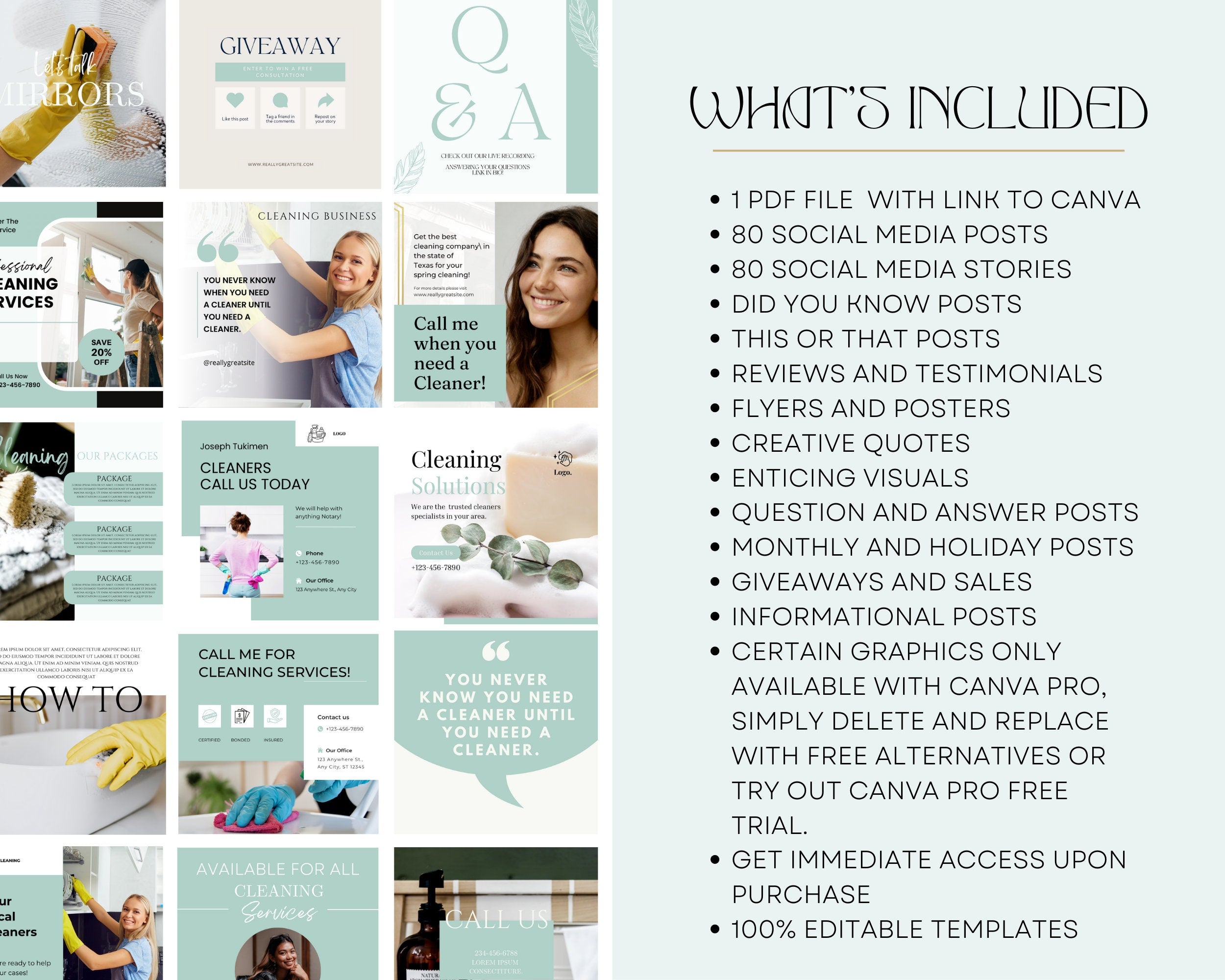 Cleaning Business Instagram, Professional Cleaner Marketing, Cleaning Instagram Templates, Business Social Media, Cleaning Business Content