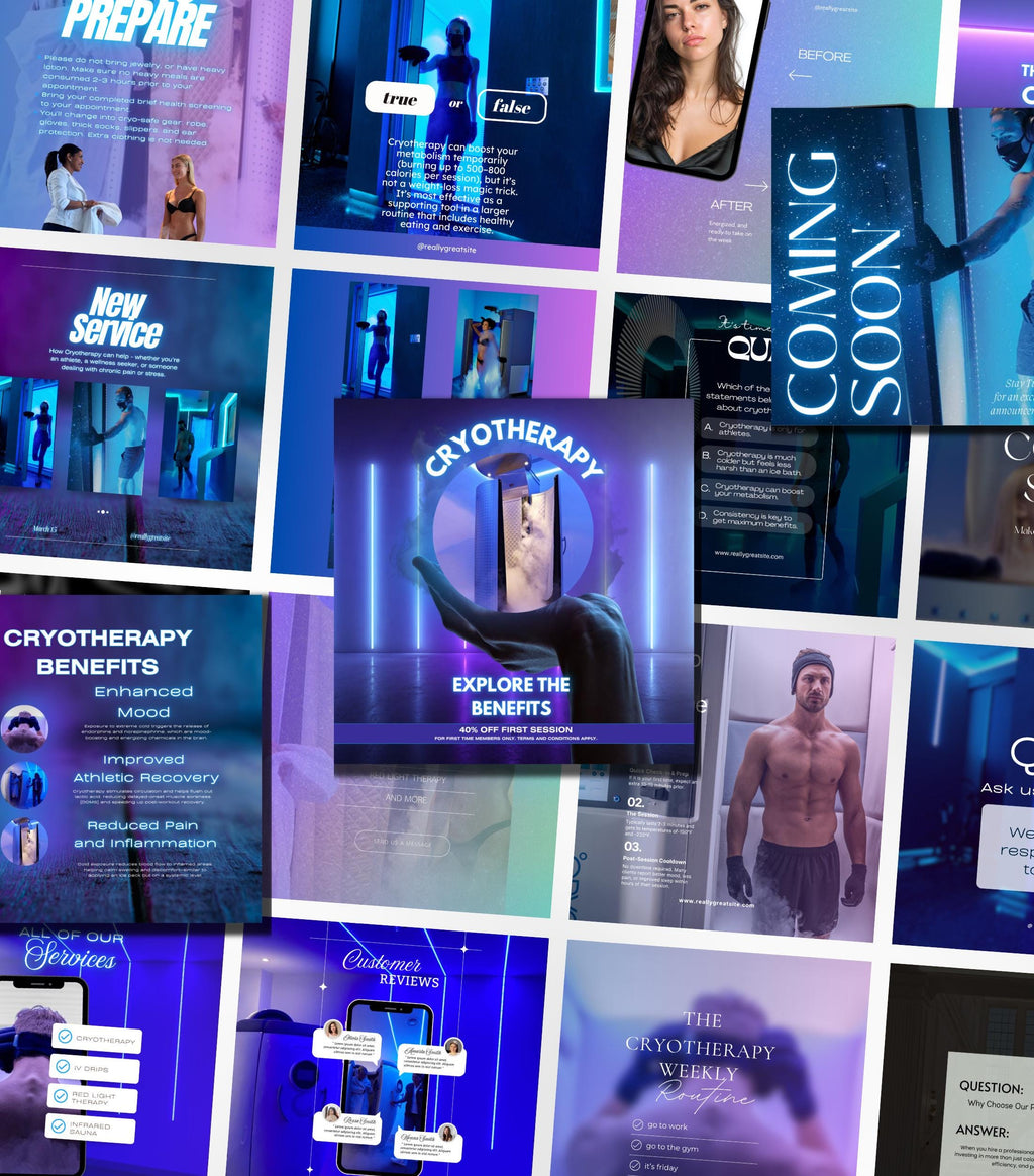 Cryotherapy Instagram Templates | Cryotherapy Posts | Cryotherapy Flyer | Cryotherapy Business IG Posts | Social Media Marketing | Medspa