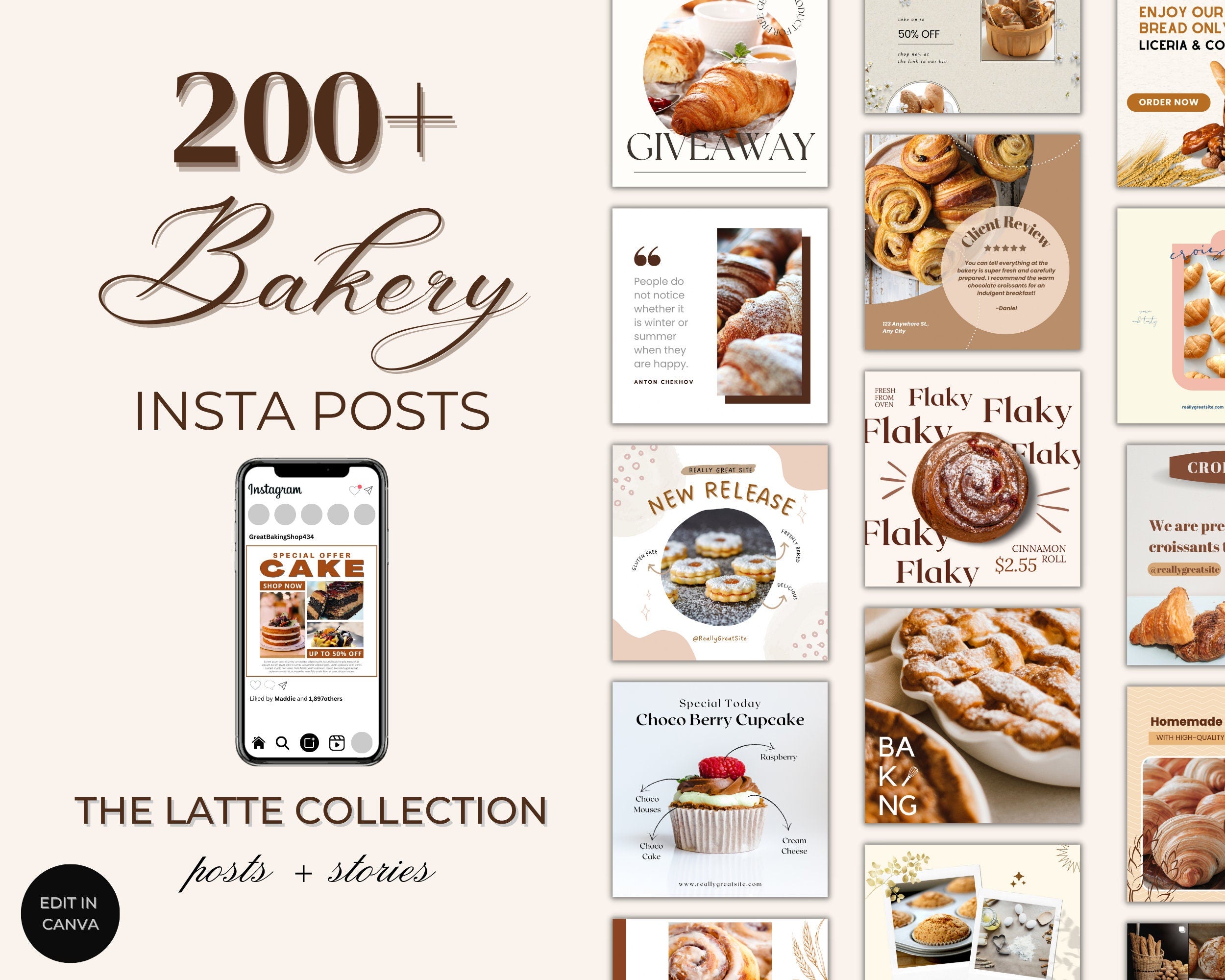 Bakery Instagram Post Templates | Bakery Instagram Template | Cake Business Social Media |Coffee Bake Shop Template | Social Media Marketing