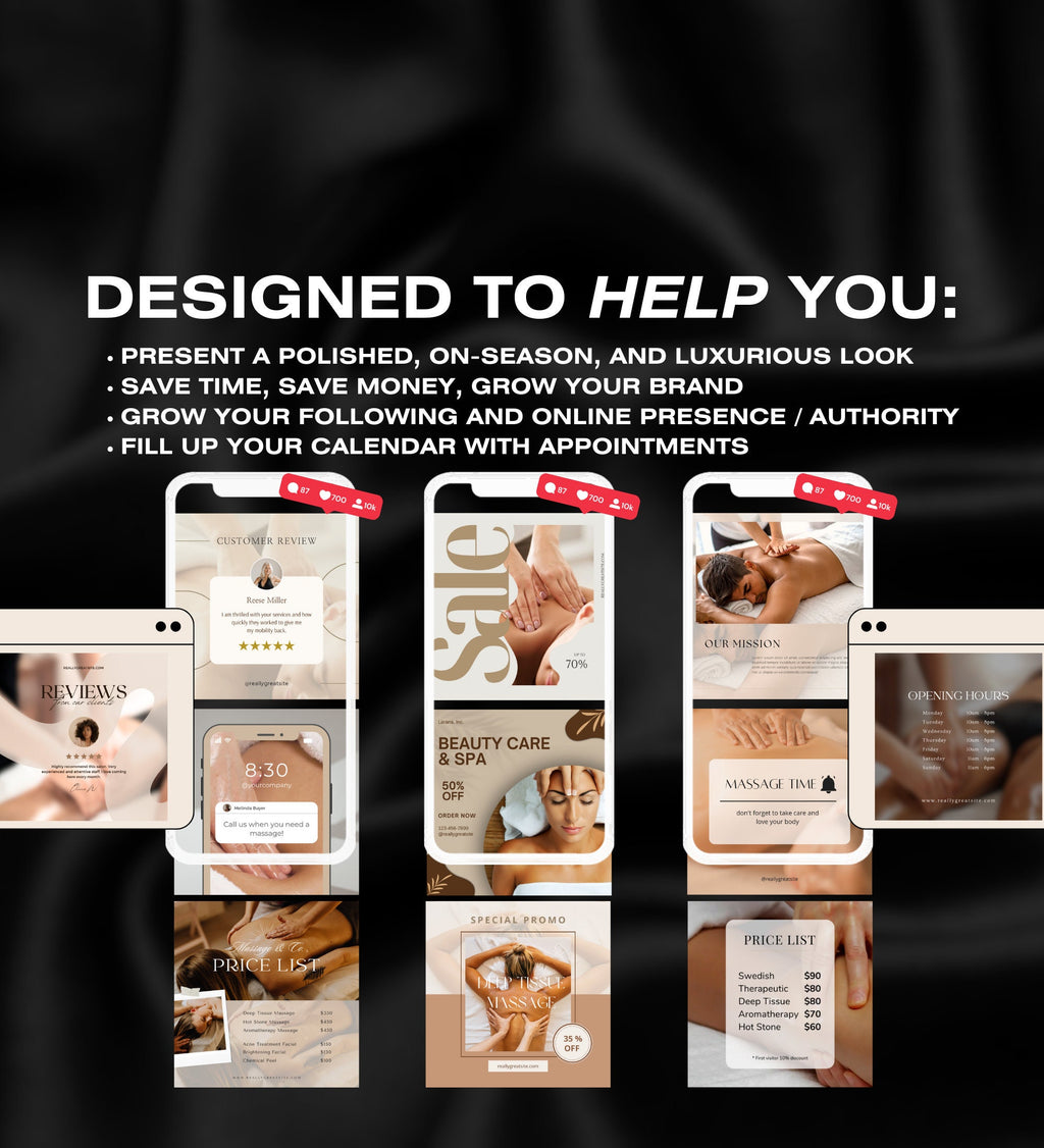 Massage Therapist Instagram Templates | Spa Social Media