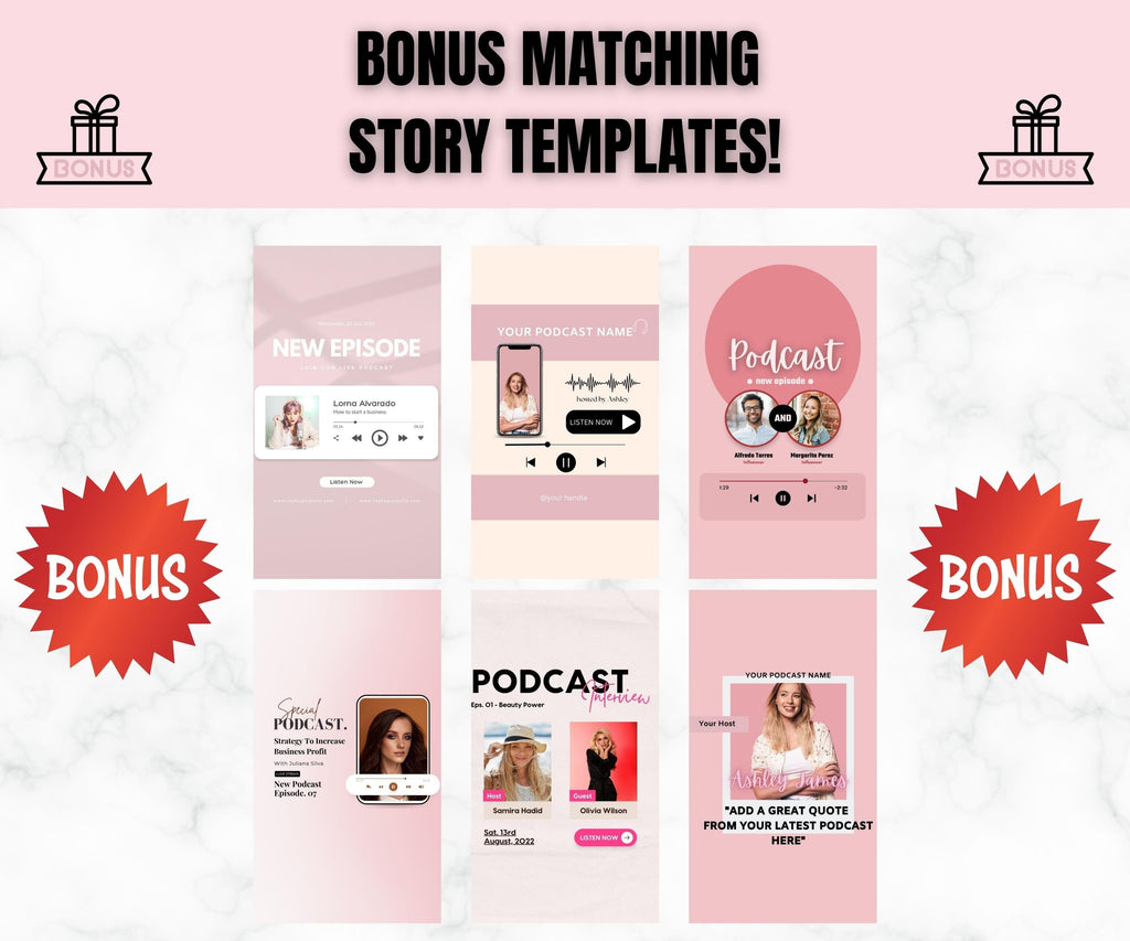 Podcast Instagram Templates, Social Media Bundle (Canva)