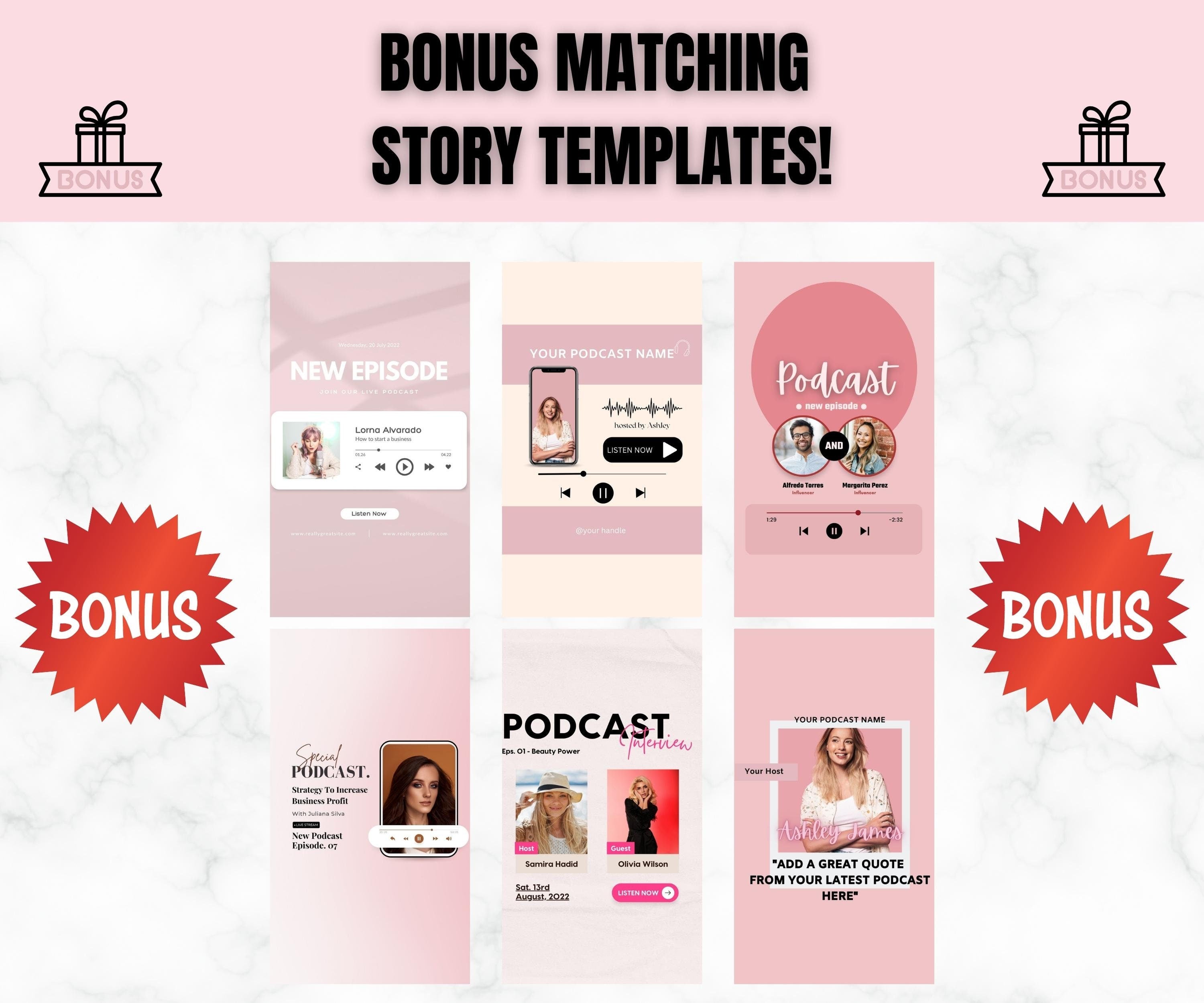 Podcast Instagram Templates, Social Media Bundle (Canva)