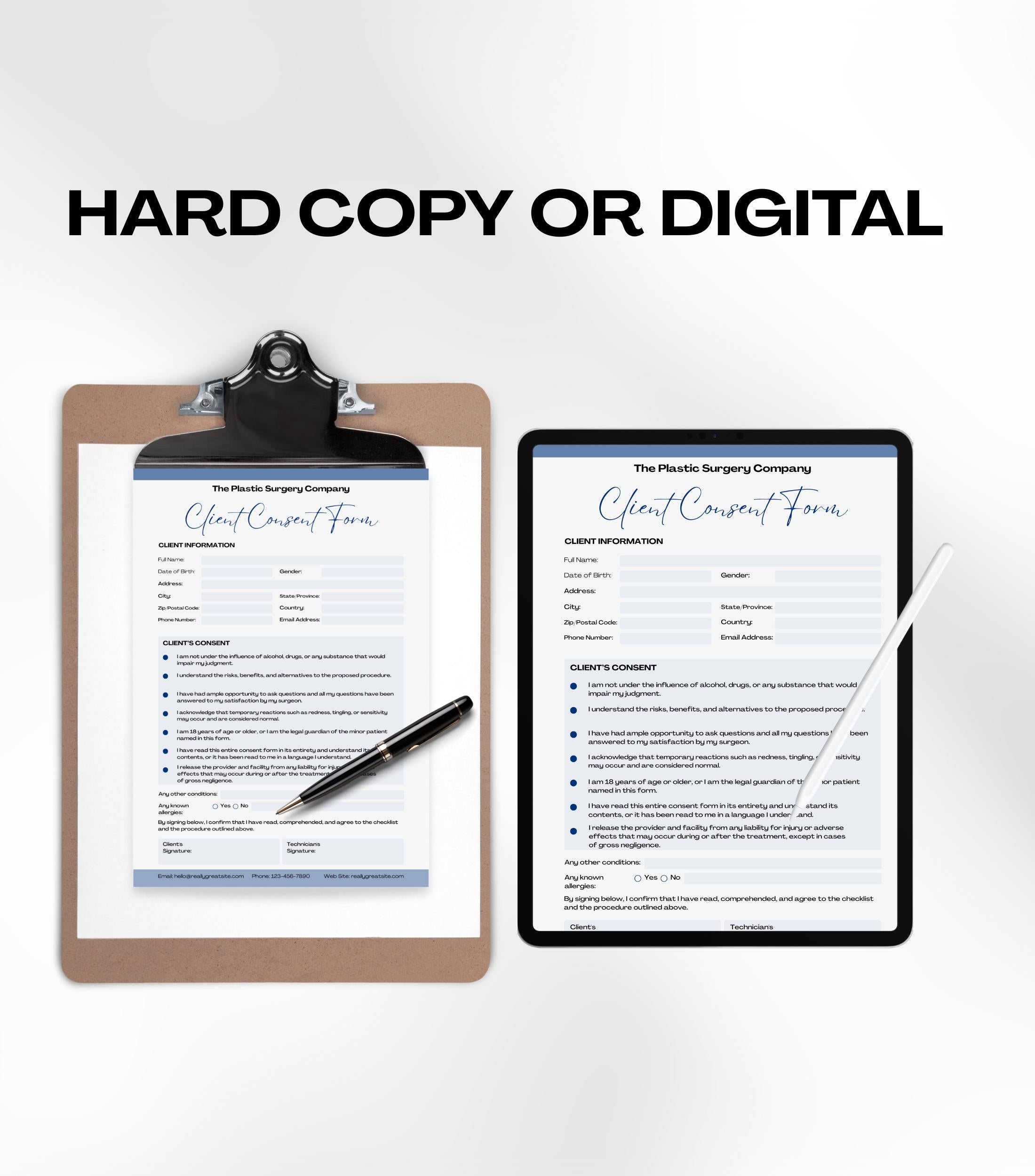 LIPOSUCTION Forms Bundle, Plastic Surgery Client Intake, Consent, Photo Release, Aftercare Forms (Canva Template) Medical Form Templates