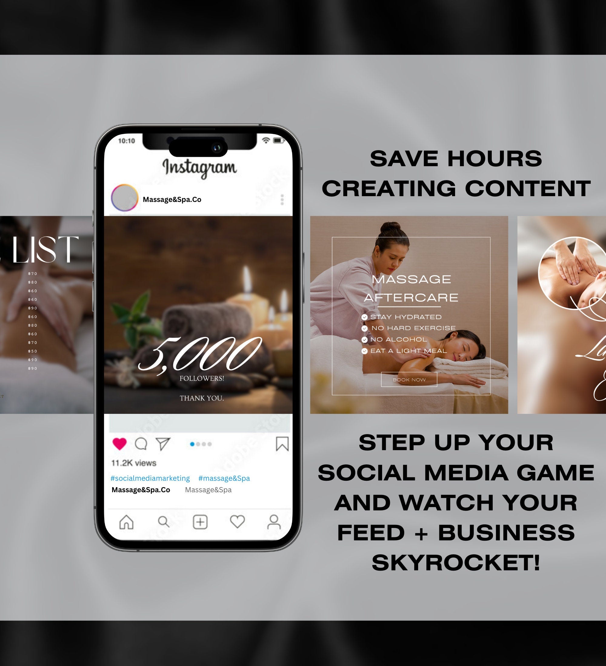 Massage Therapist Instagram Templates | Spa Social Media