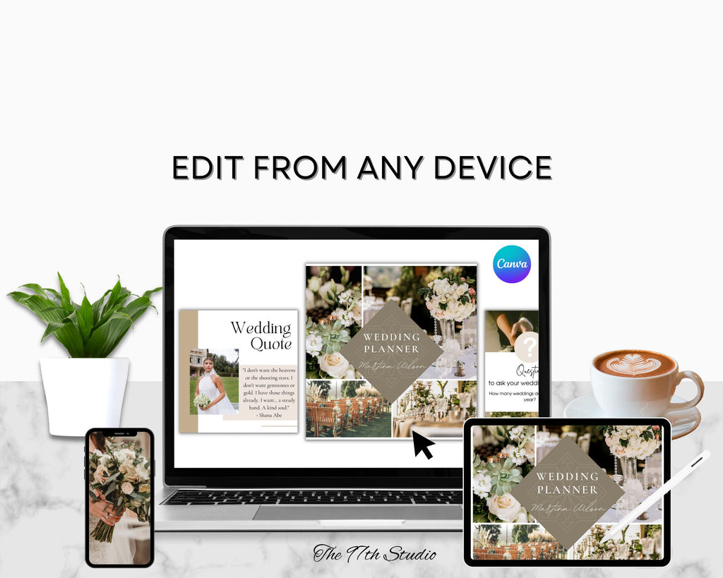Wedding Planner Instagram Templates, Social Media Bundle (Canva)