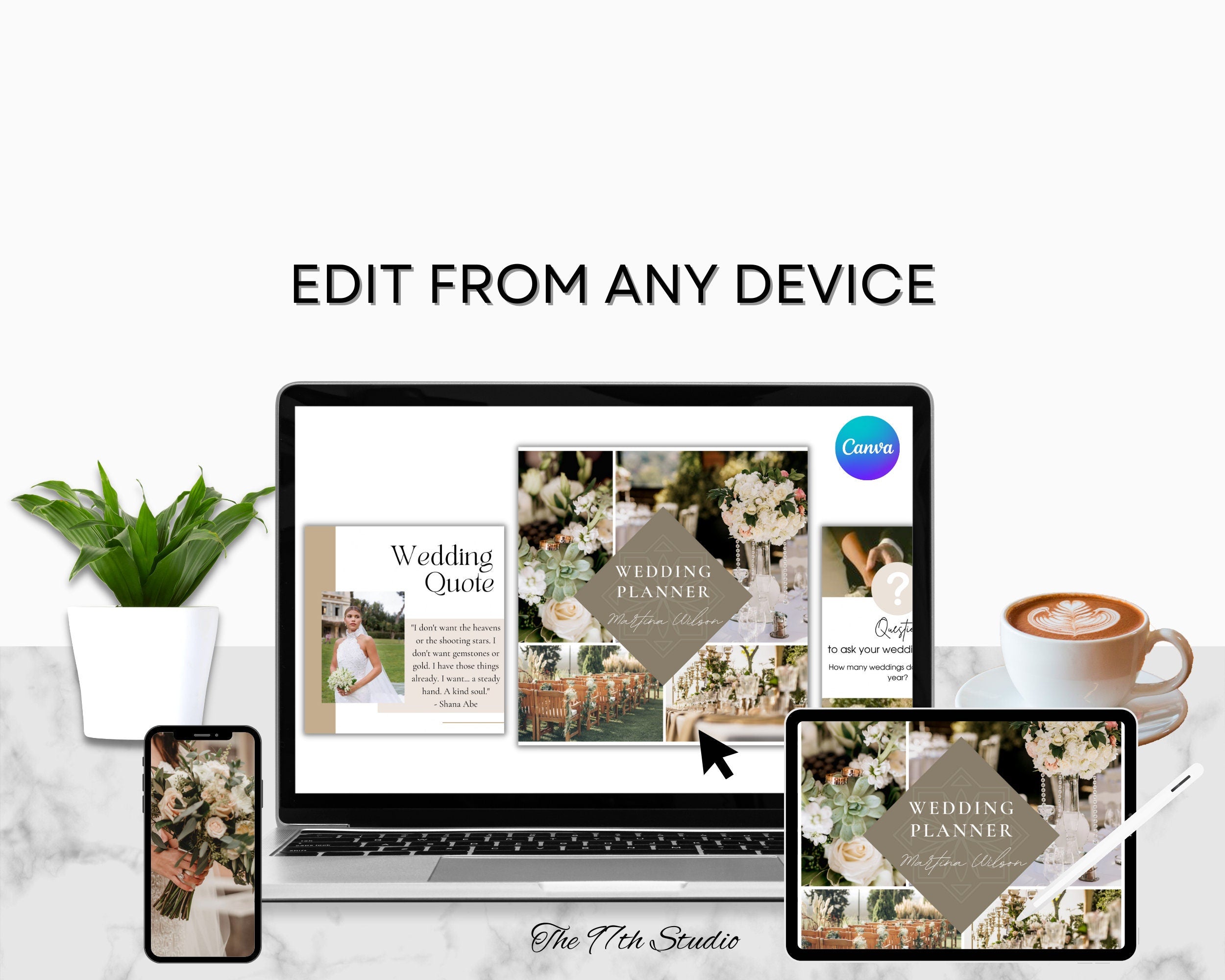 Wedding Planner Instagram Templates, Social Media Bundle (Canva)