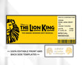 EDITABLE LION KING Broadway Surprise Ticket,Musical Collectible Theater Ticket, Lion King Editable Musical Theatre Event Souvenir Ticket