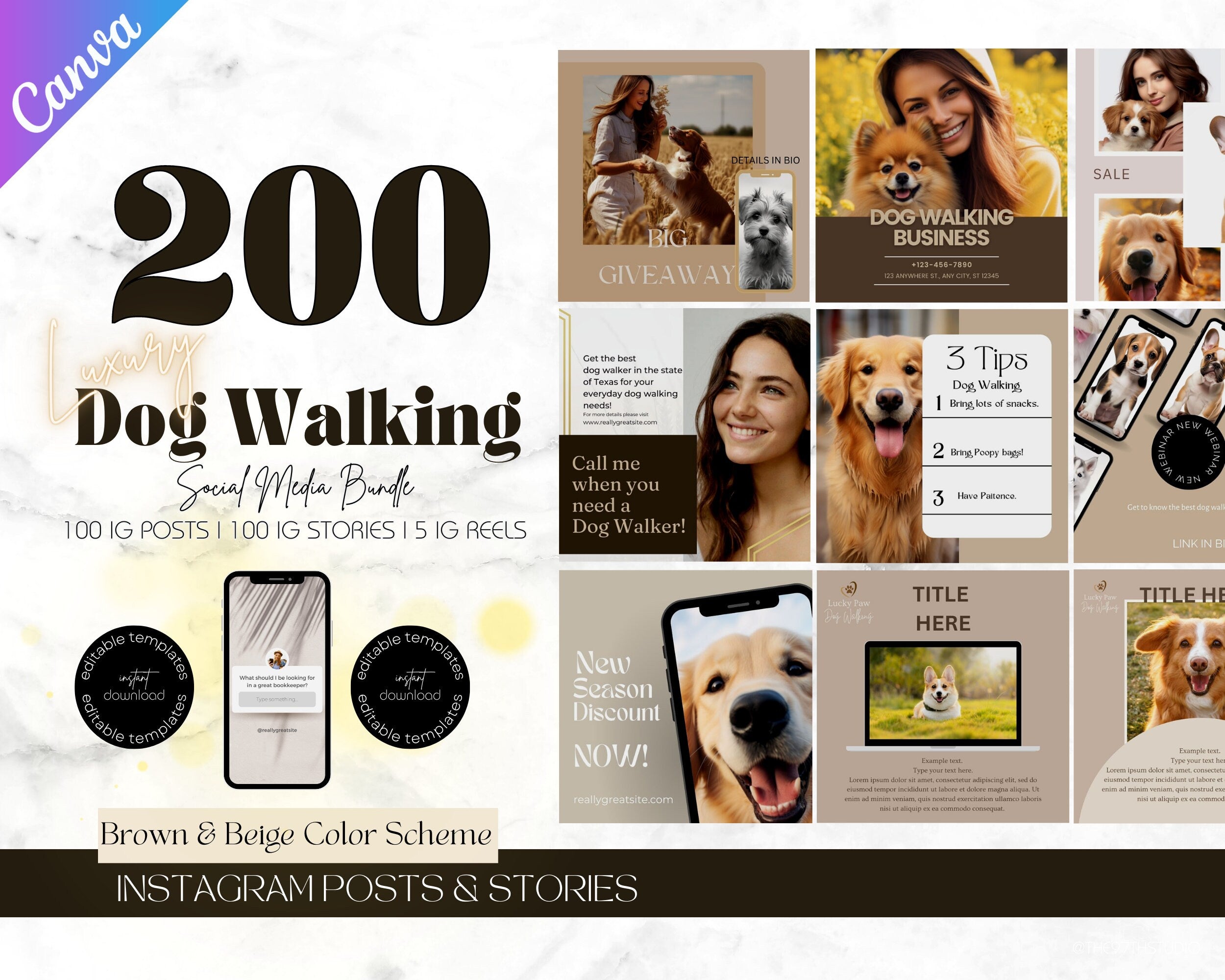 200 Dog Walking Instagram Template,Dog Walking Social Media, Dog Walking Business, Social Media Marketing,Dog Instagram Templates,Dog Walker