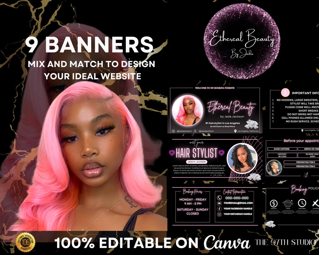 ETHEREAL BEAUTY Acuity Scheduling Template VOL. 2, Hair Acuity Website Template, Acuity Website Banner, Acuity Booking Template, Luxury Site
