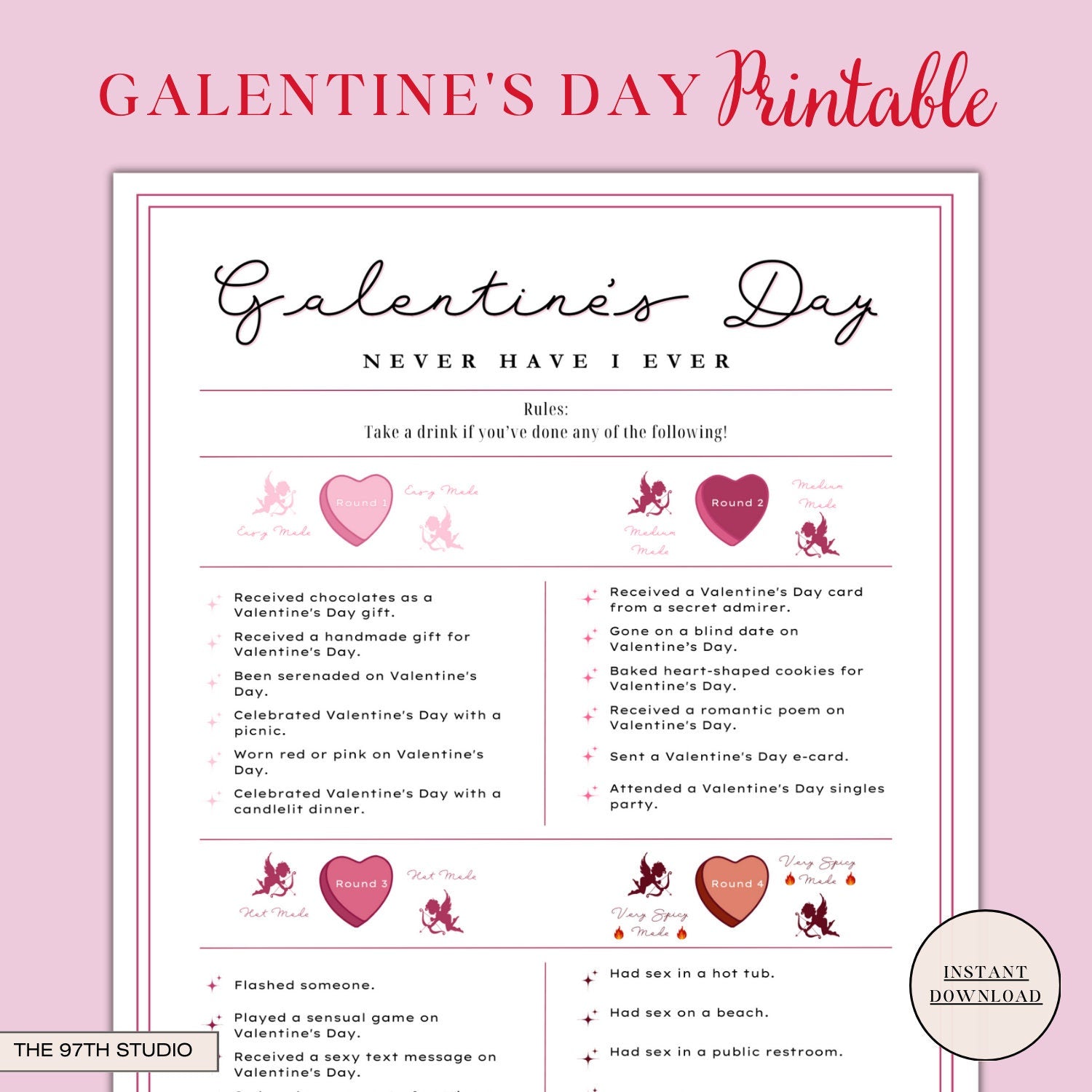 Galentines Day Games Printable Adult Valentine's Day Party Ladies Night Game Ideas Girls Night In Galentines Day Game Fun Office Party Games