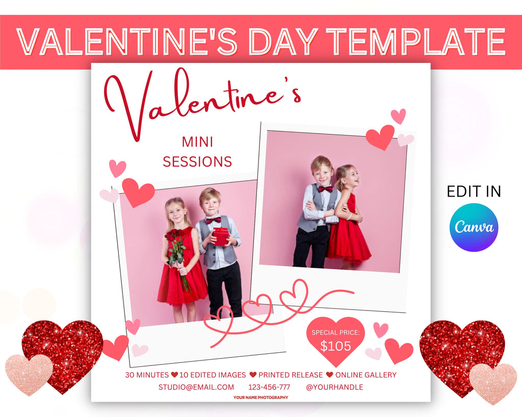 Valentine's Mini Session Photography Canva Template