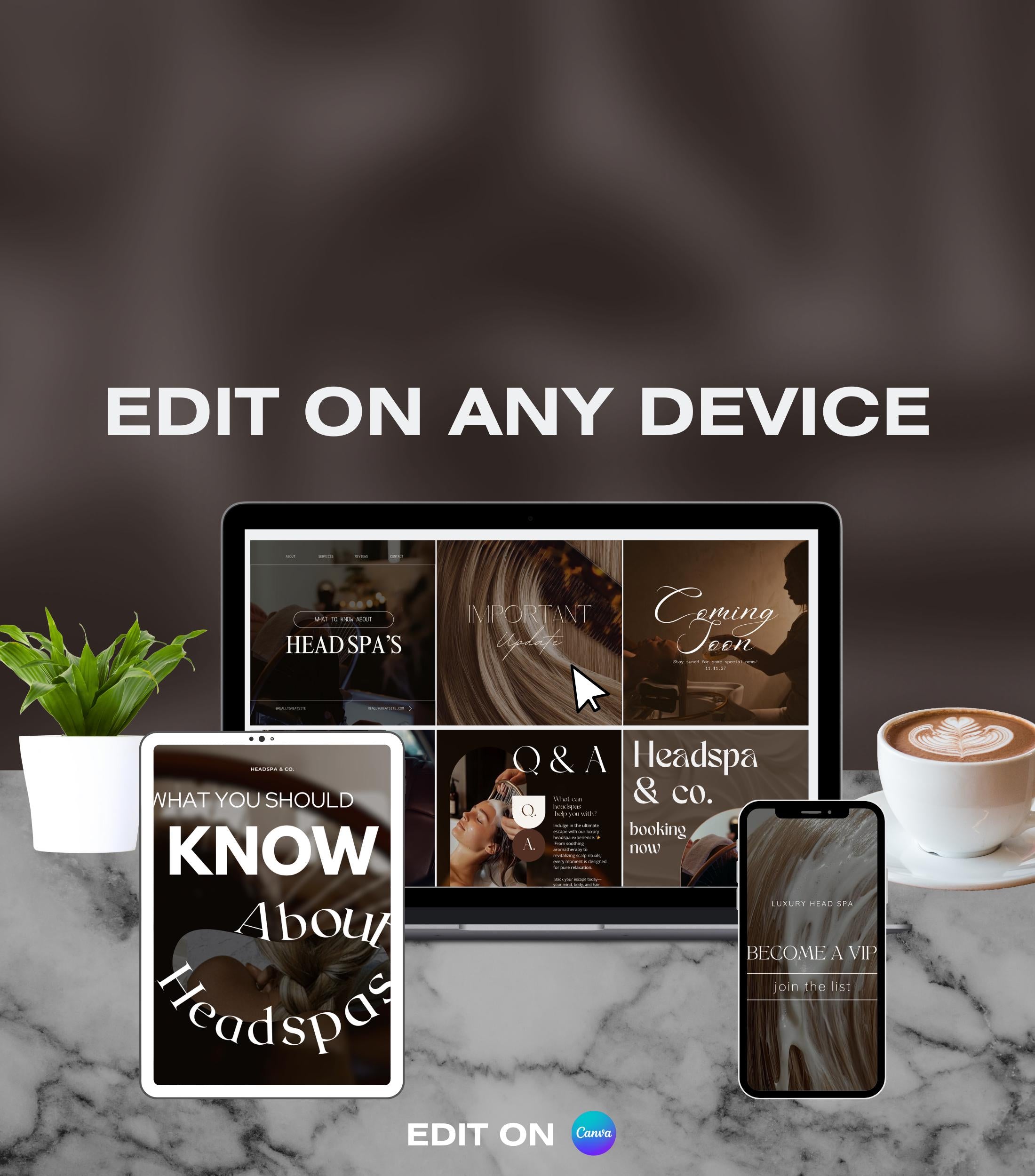 Luxury Head Spa Instagram Templates | Salon Social Media | Japanese Headspa Instagram Templates