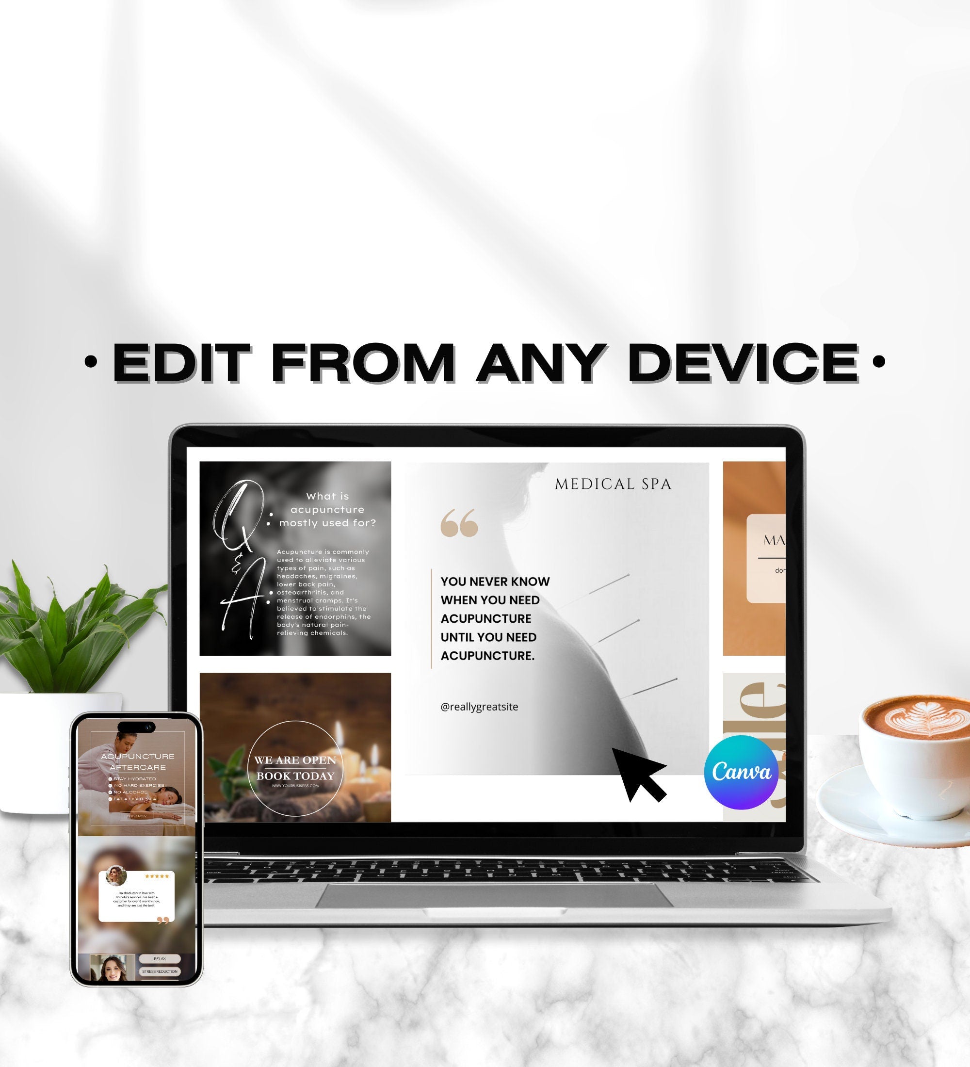 120 Acupuncture Instagram Post Templates | Canva Social Media (Digital Download)
