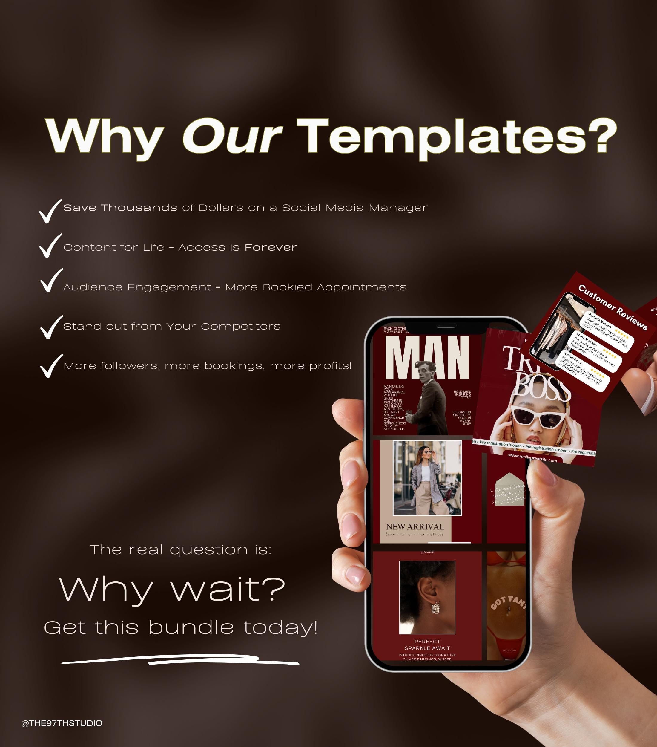 Luxury Burgundy Instagram Templates | Dark Red Instagram Posts | Business Instagram | Social Media Instagram Posts | Facebook Marketing Post