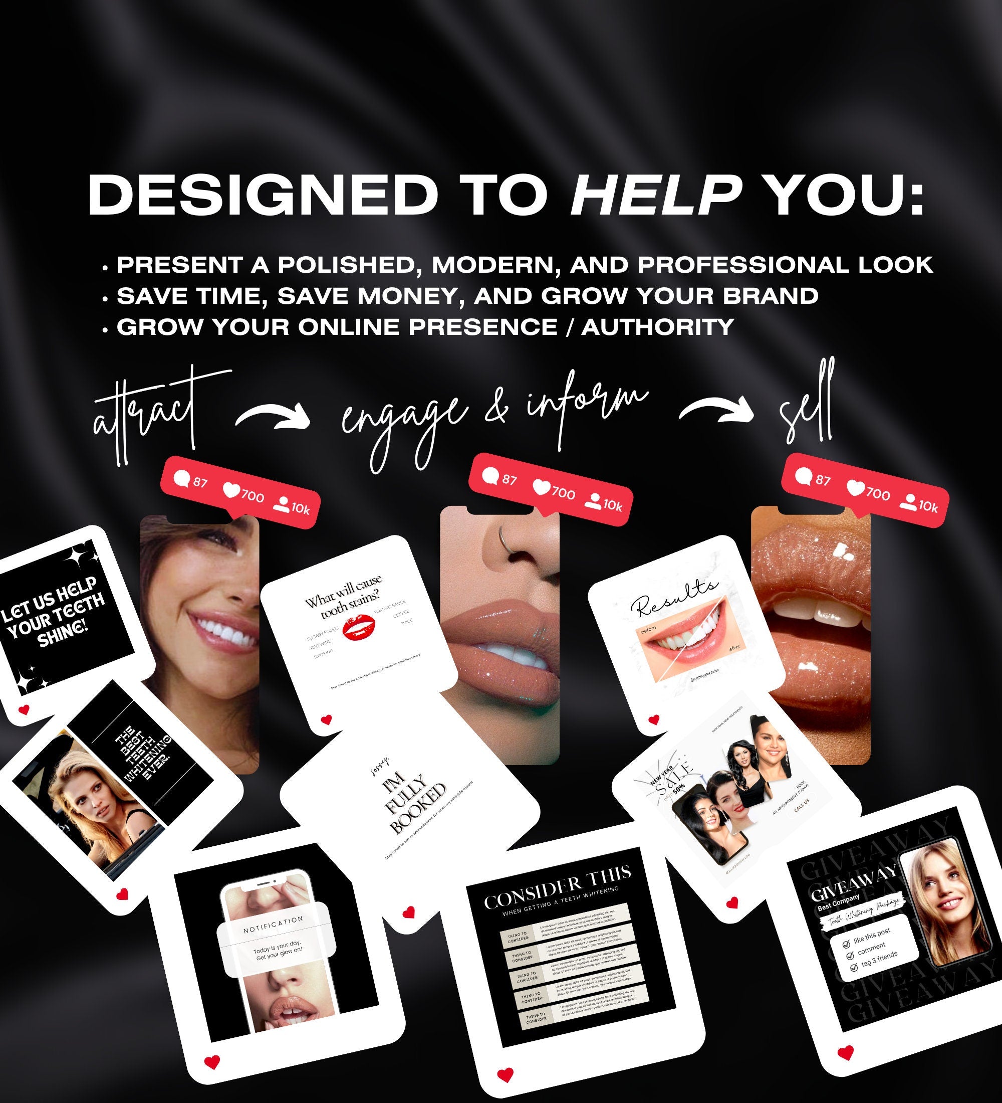 240 Teeth Whitening Instagram Templates | Teeth Whitening Instagram Templates | Teeth Whitening Posts | Teeth Whitening Social Media Posts