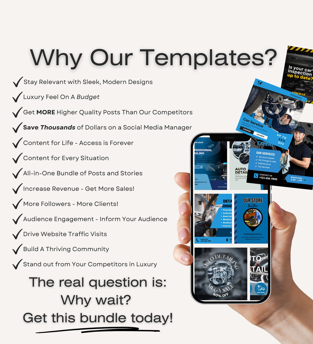 Auto Detailing Marketing | Auto Detailing Posts | Mechanic Social Media | Automotive | Auto Detailing Instagram Posts |Auto Repair Templates