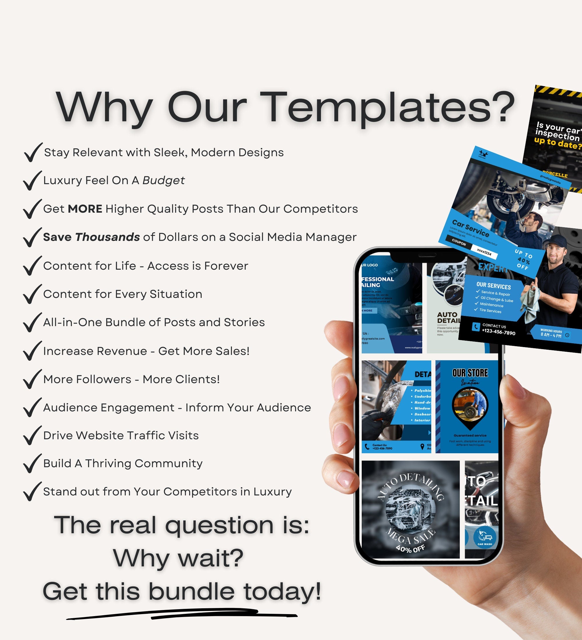 Auto Detailing Marketing | Auto Detailing Posts | Mechanic Social Media | Automotive | Auto Detailing Instagram Posts |Auto Repair Templates