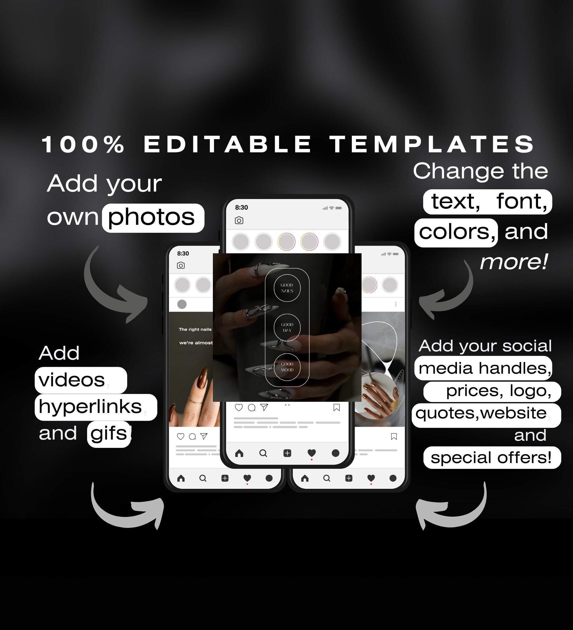 Nail Tech Instagram Templates | Nail Tech Instagram Posts | Nail Tech Instagram | Nail Tech Social Media Instagram Posts | Manicurist Posts