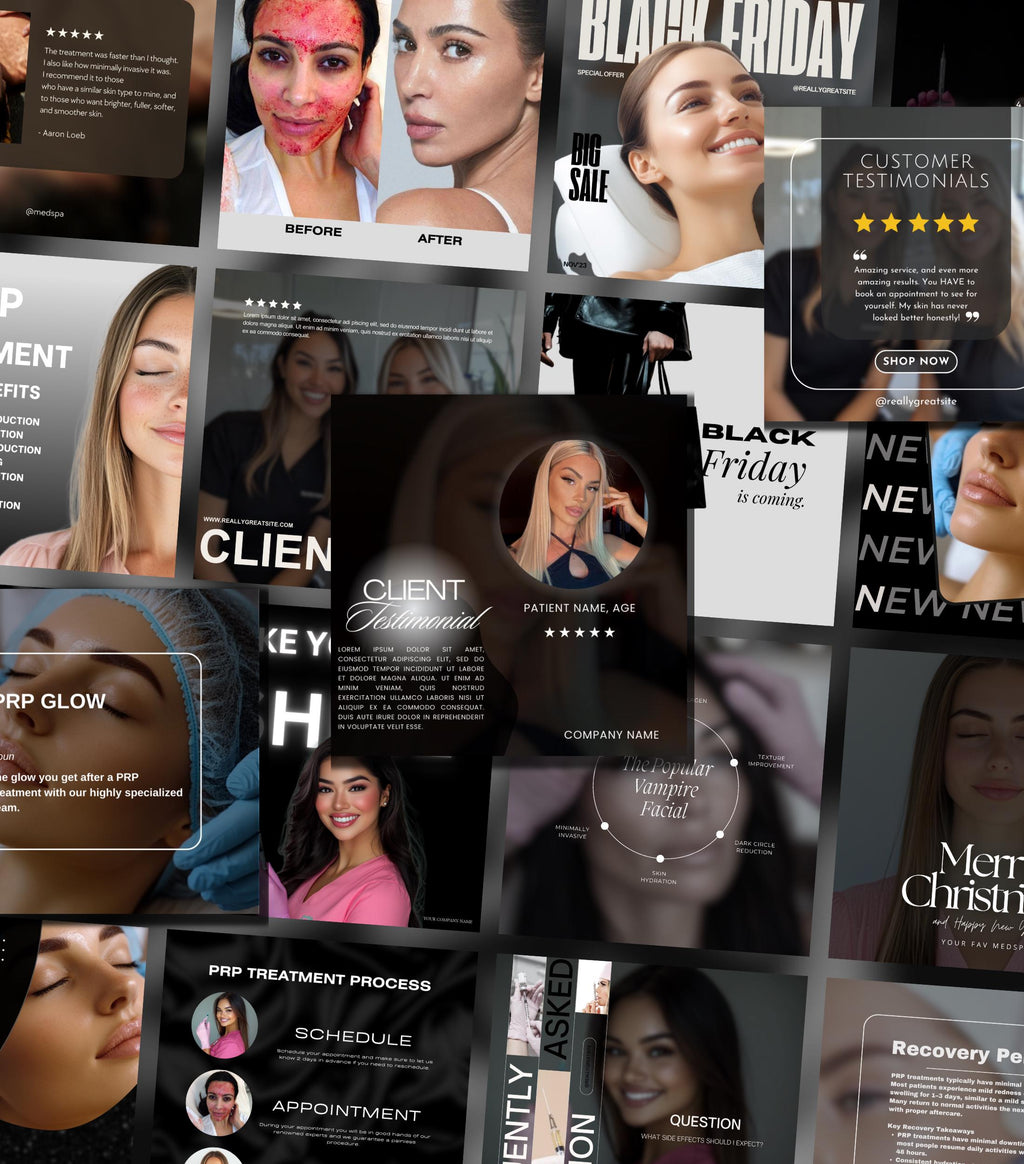 140 PRP Treatment Instagram Templates | PRP Treatment Instagram Posts | PRP Treatment Social Media | Medical Spa | Esthetician Instagram