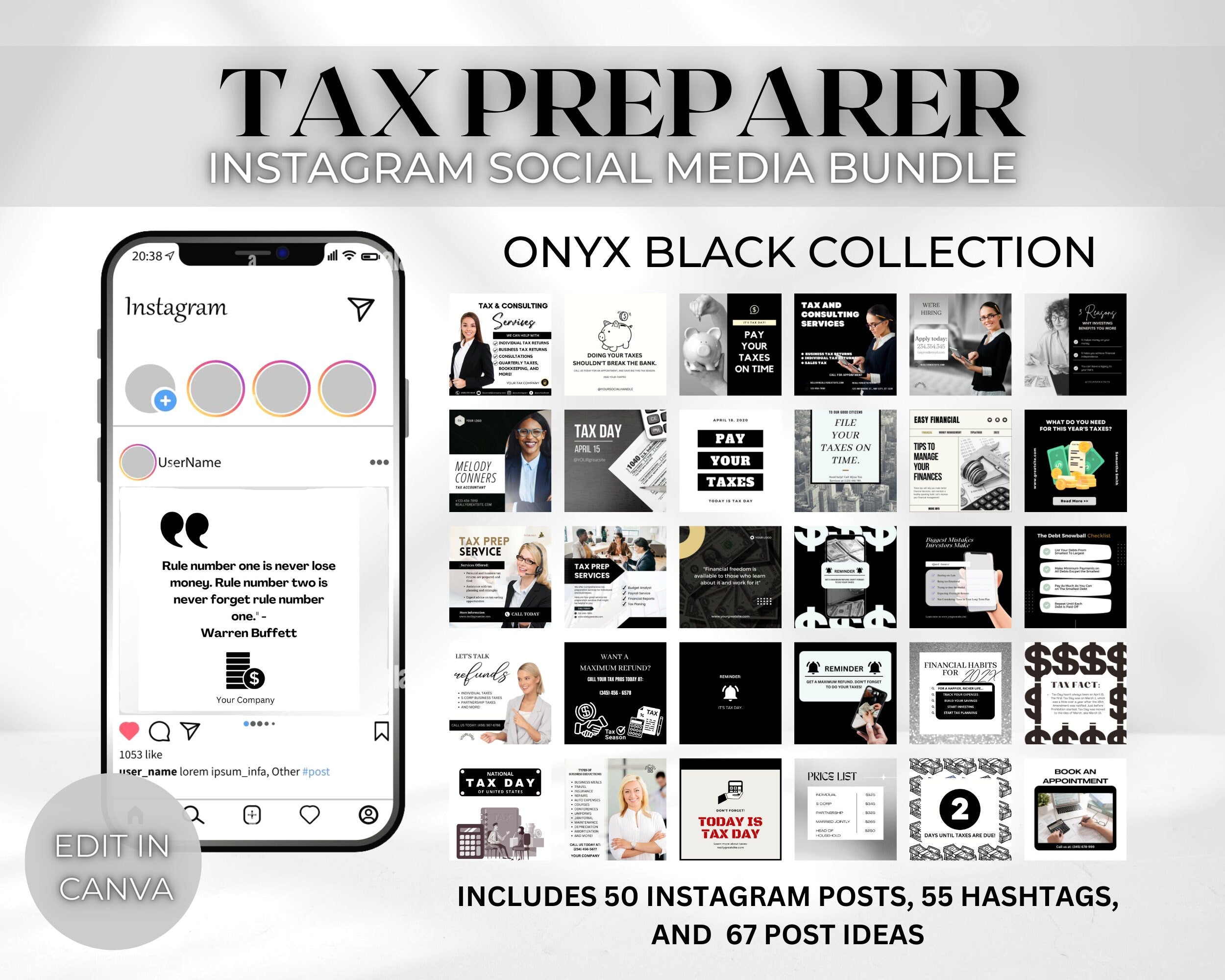 Tax Preparer Instagram Template Social Media BUNDLE, Tax Preparation Accounting Posts,Tax Prep Flyer,DIY Tax Posts,Tax prep engagement post