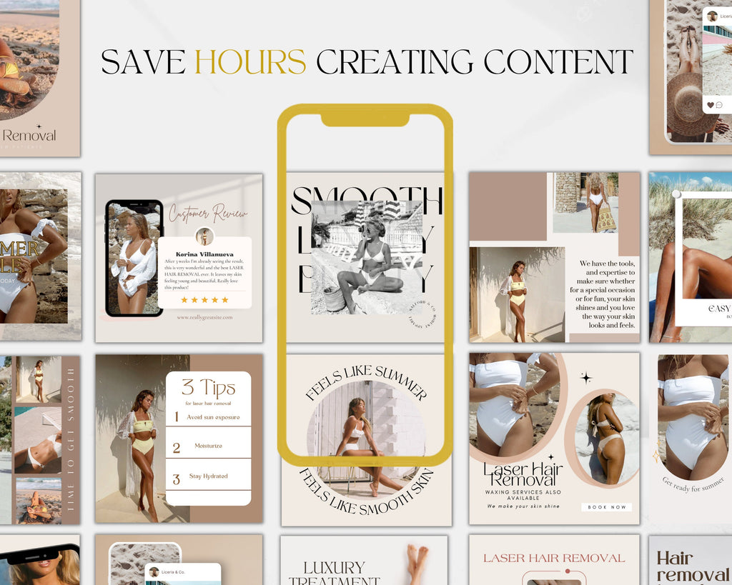 Laser Hair Removal Templates for Instagram | Laser Hair Removal post Social Media | Medspa Instagram Templates