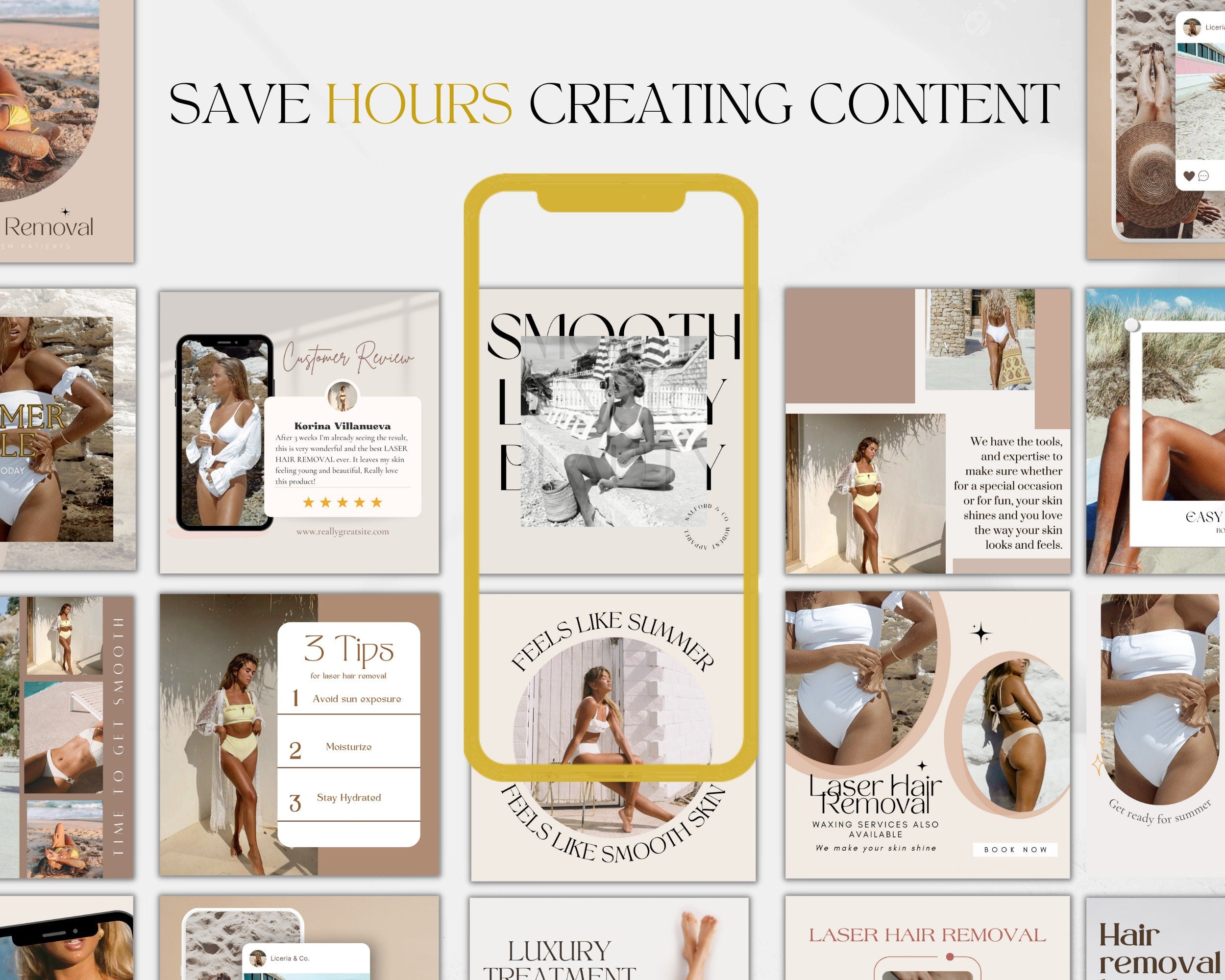Laser Hair Removal Templates for Instagram | Laser Hair Removal post Social Media | Medspa Instagram Templates