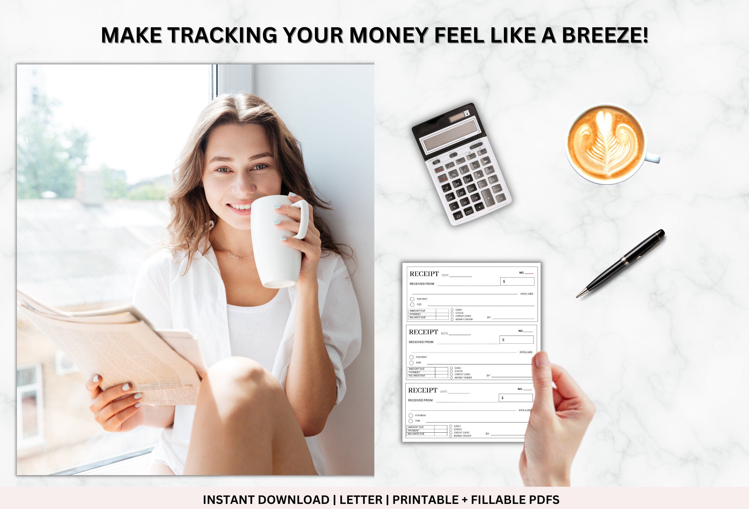 PRINTABLE Money or Rent Receipt | Cash Receipt | Sales Receipt | Business Receipt | Rental Receipt | Printable Receipt | Receipt Form | PDF
