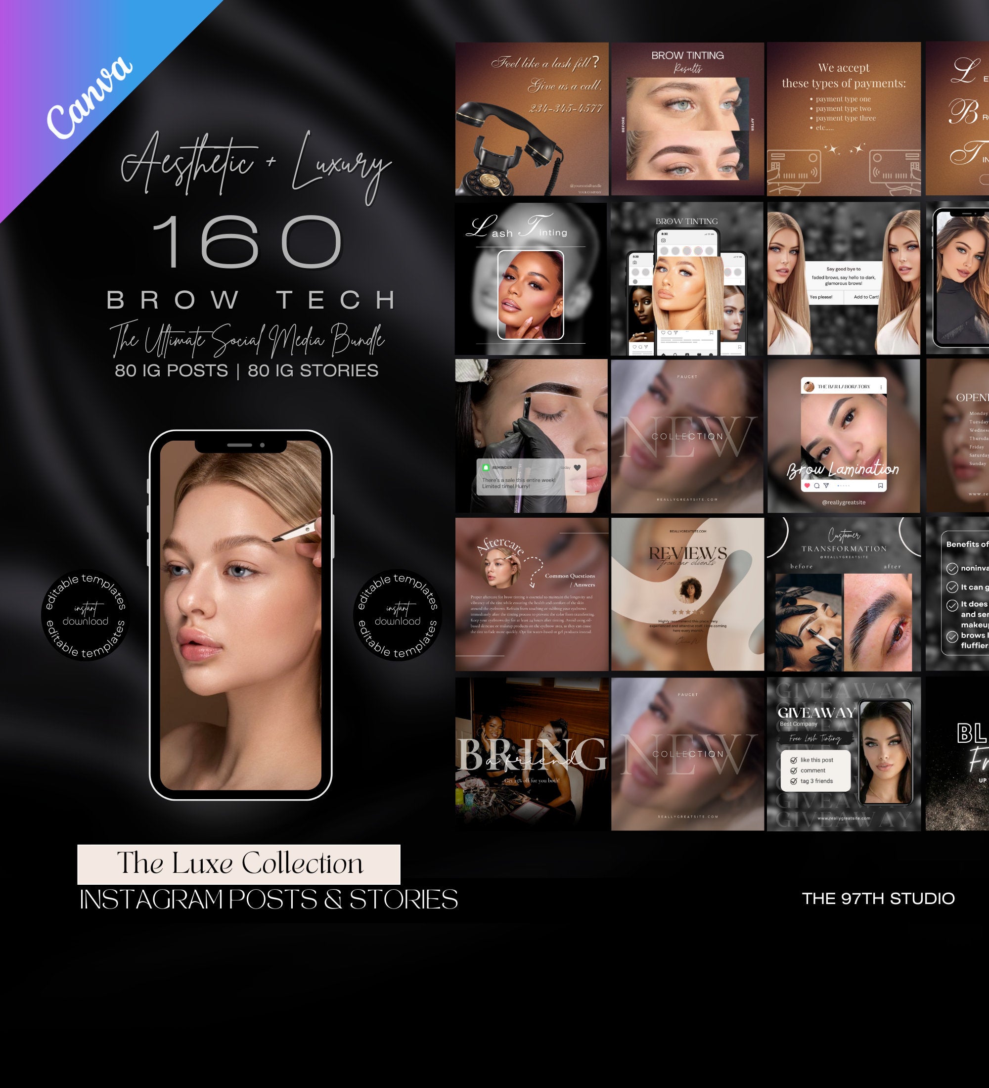 Brow Tech Instagram Templates | Brow Tech Instagram Posts | Brow Tech Instagram | Eyebrow Artist Social Media Instagram Posts | Brow Tech