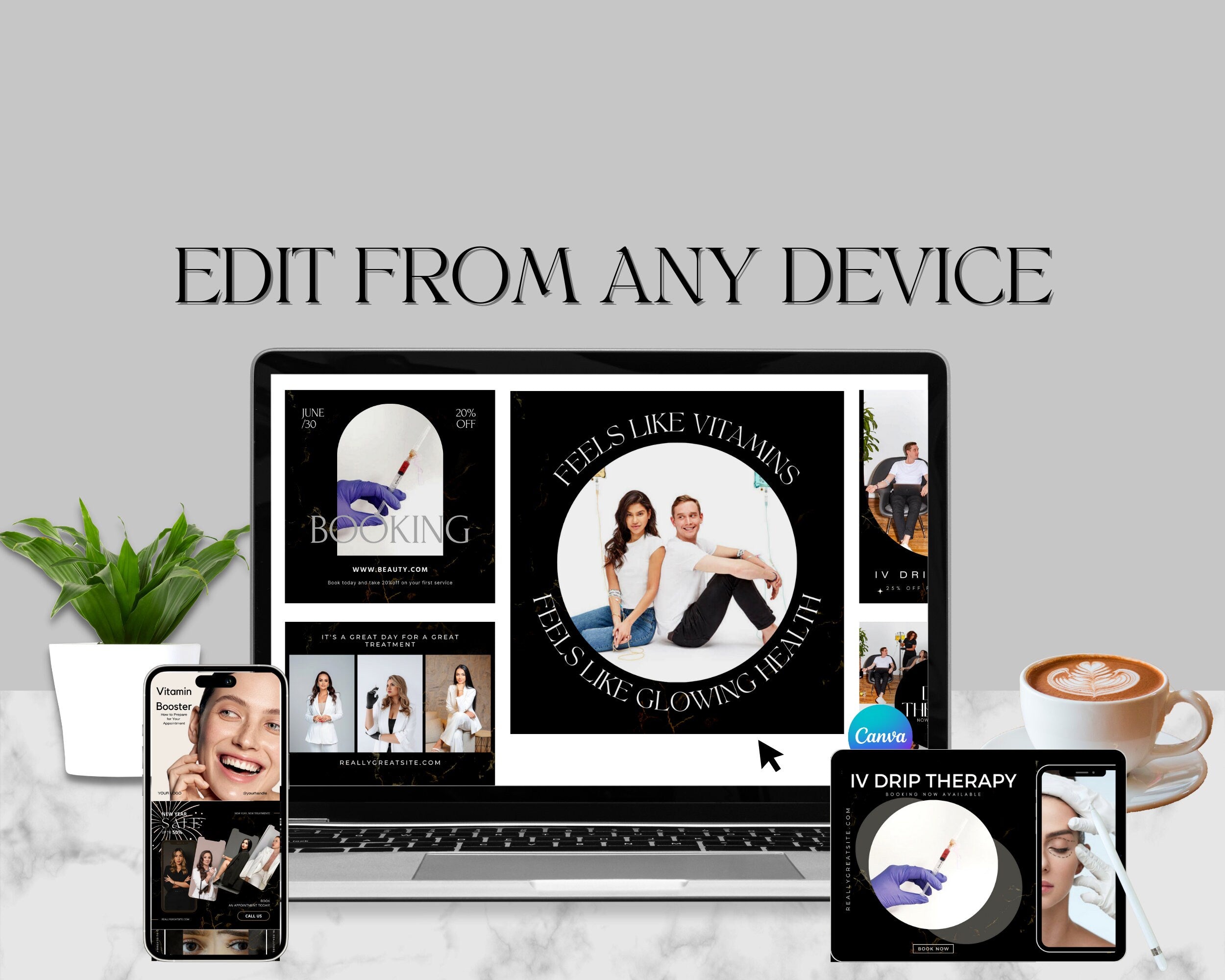 100 IV Therapy Instagram Templates