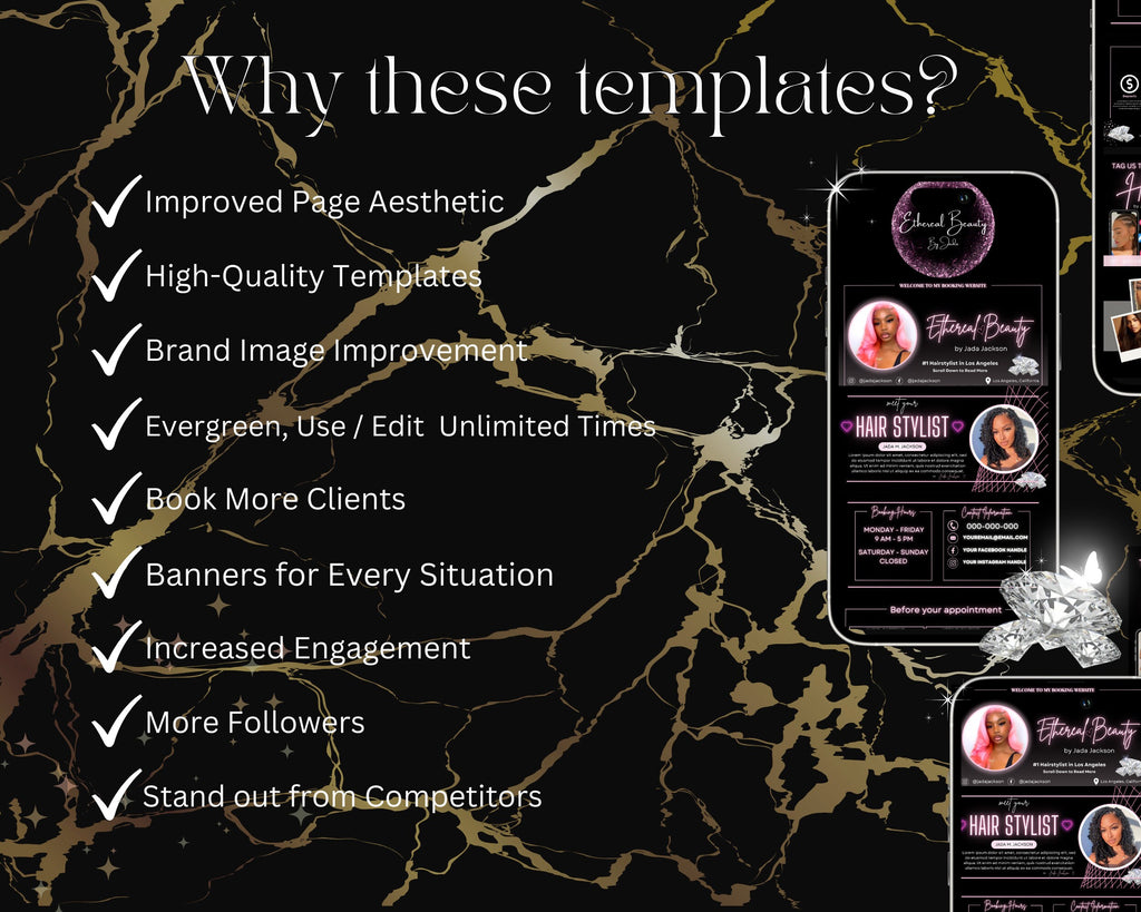 ETHEREAL BEAUTY Acuity Scheduling Template VOL. 2, Hair Acuity Website Template, Acuity Website Banner, Acuity Booking Template, Luxury Site