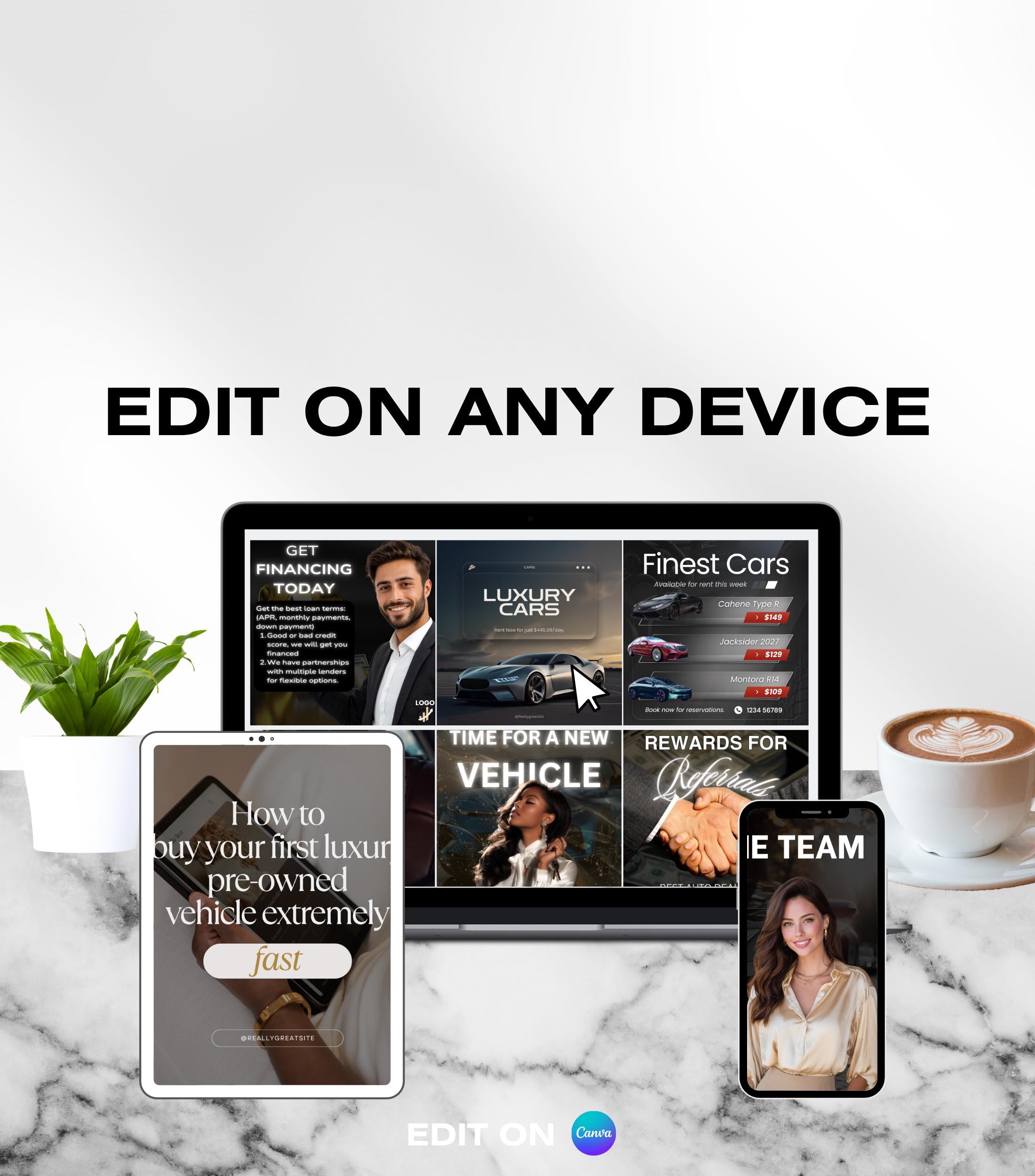 Car Dealership Instagram Templates | Luxe Gold Theme (Canva)