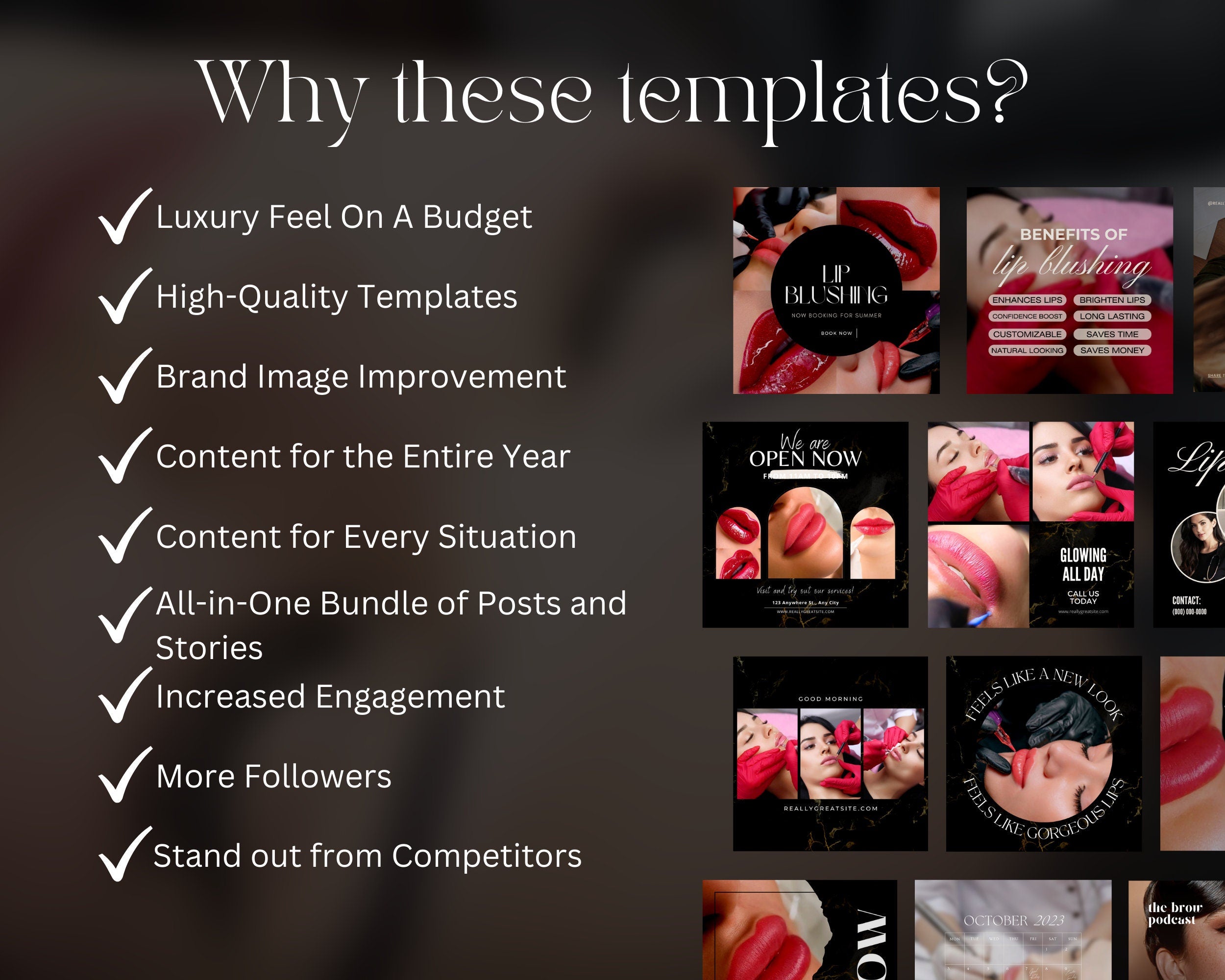 60+ Luxury Lip Blush Instagram Templates | PMU Instagram template | Lip Blush Templates | Permanent Makeup Instagram | Lip Tattoo Instagram