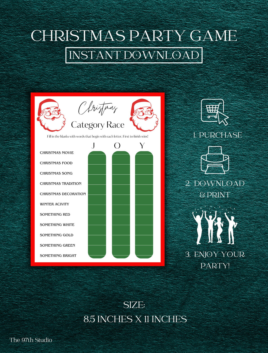 Christmas Category Race Game | Office Christmas Party Game | Christmas Family Game | Printable Christmas Game |Games for Kids |Party Game