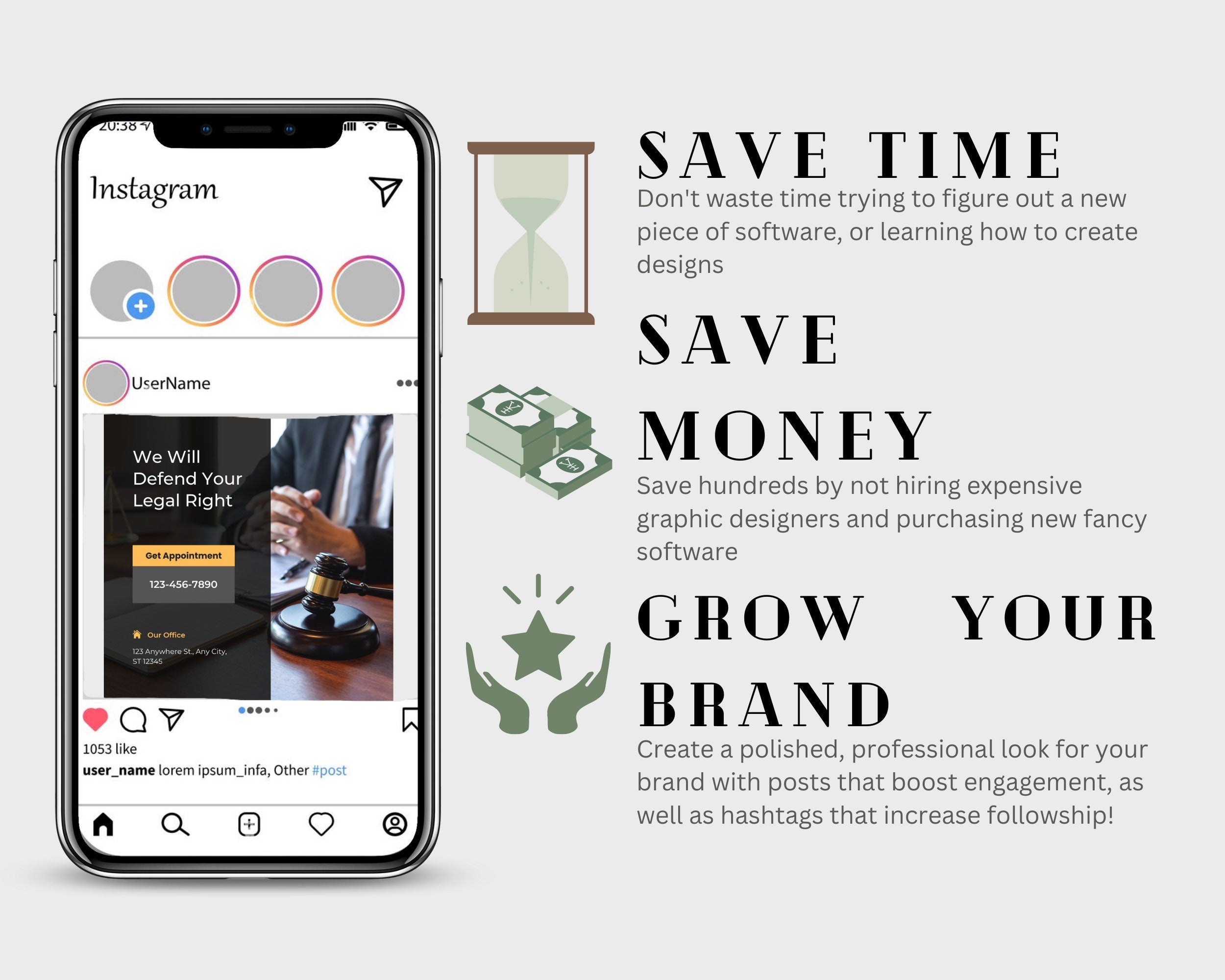 750+ LUXURY Lawyer INSTAGRAM Posts | Attorney Social Media Canva Templates | Law Firm Attorney Instagram Highlights Facebook Posts Hashtags