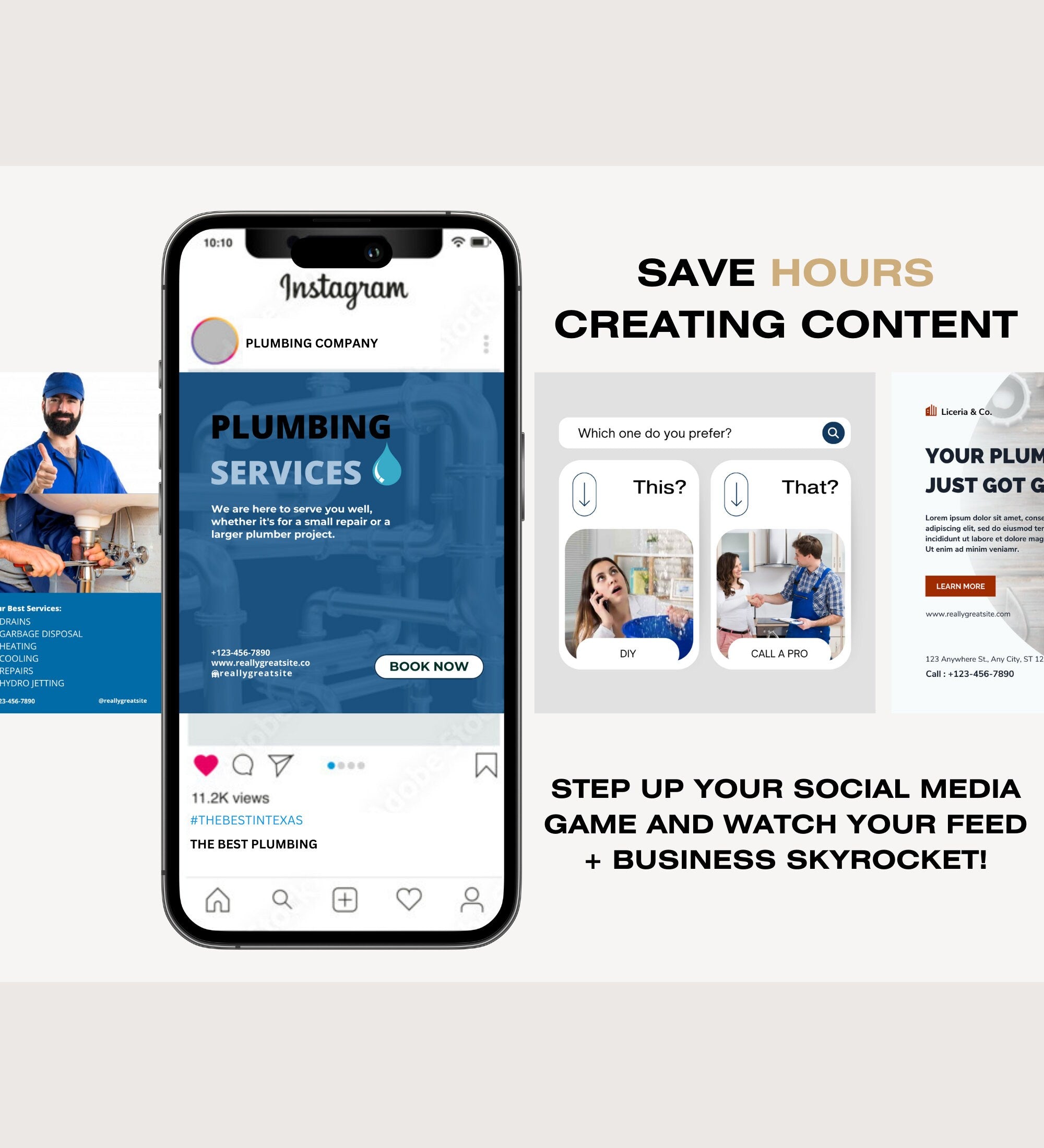 Plumbing Business Instagram Post Templates | Plumber Social Media| Plumbing Company | Social Media Marketing | Plumber Marketing | Plumbing