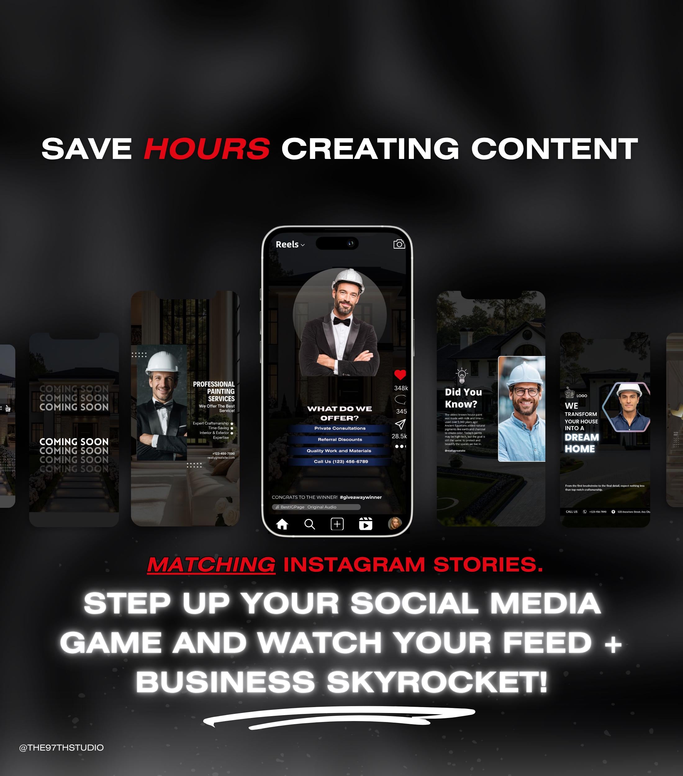 35+ PAINTING BUSINESS Templates for Social Media, Home Remodel Instagram Posts, Renovations, Drywall, Construction, Handy Man, Social Media