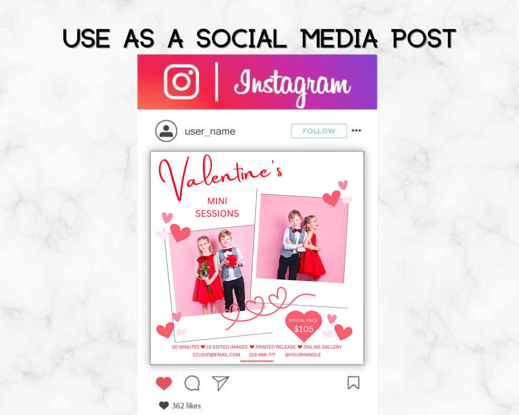 Valentine's Mini Session Photography Canva Template