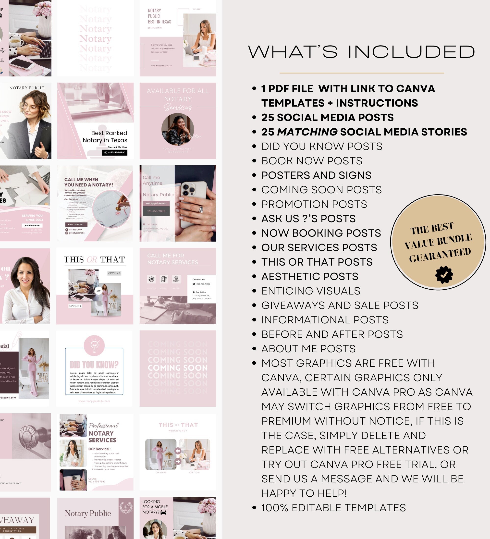 PINK Notary Marketing | Notary Signing Agent | Notary Social Media | Loan Signing Agent | Notary Instagram Posts | Notary Posts Templates