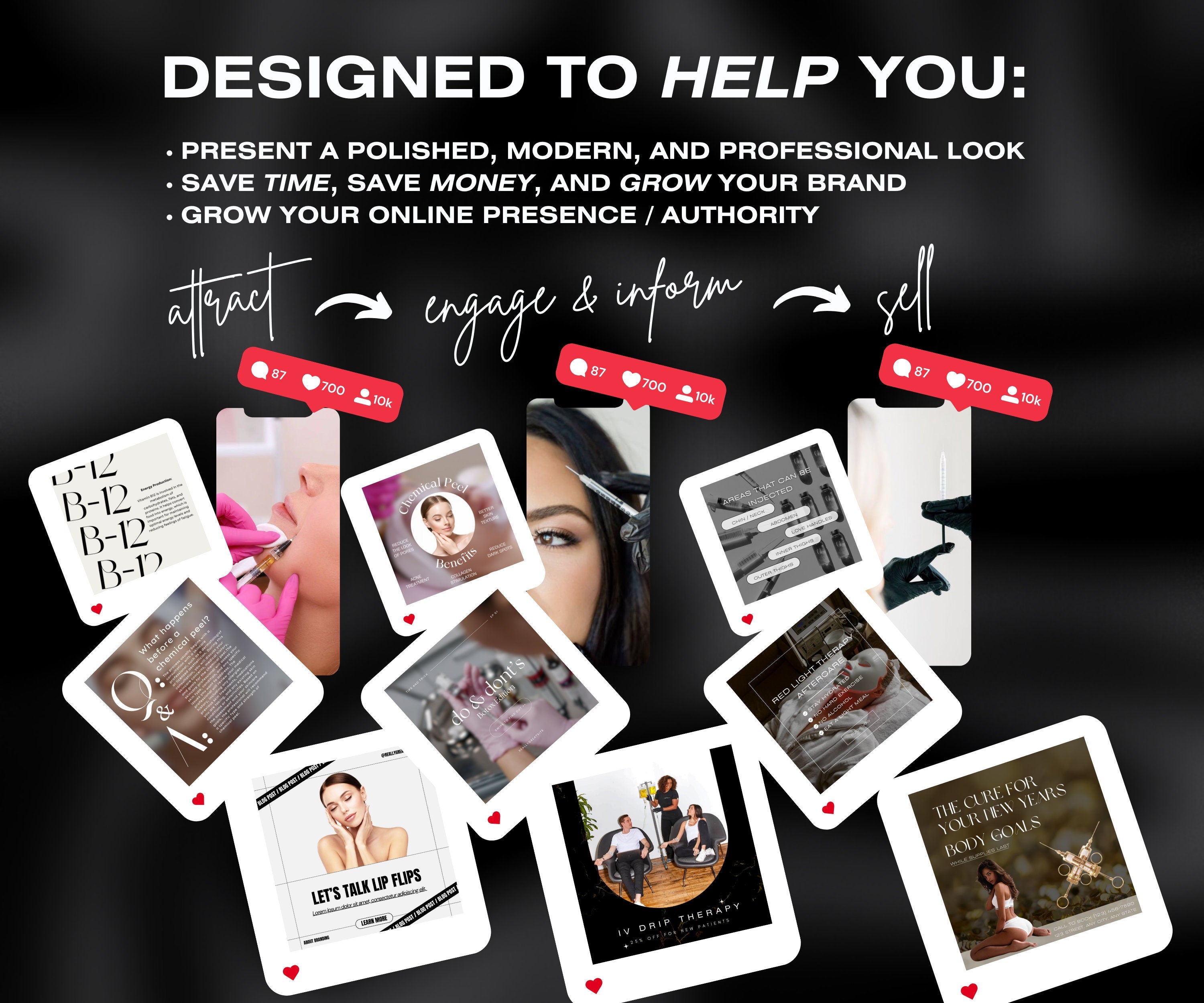 Luxury Nurse Injector Instagram Posts | Botox Social Media | Esthetician Instagram |  Medspa Branding Kit | Botox and Lip Filler | Skincare