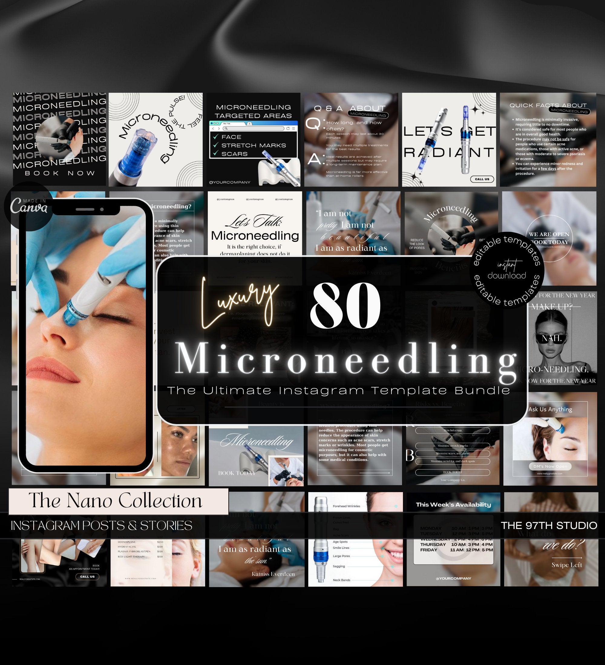 Microneedling Instagram Posts | Esthetician Instagram | Medspa Instagram | Tattoo Artist | Beauty Business | RF Microneedling | Skincare