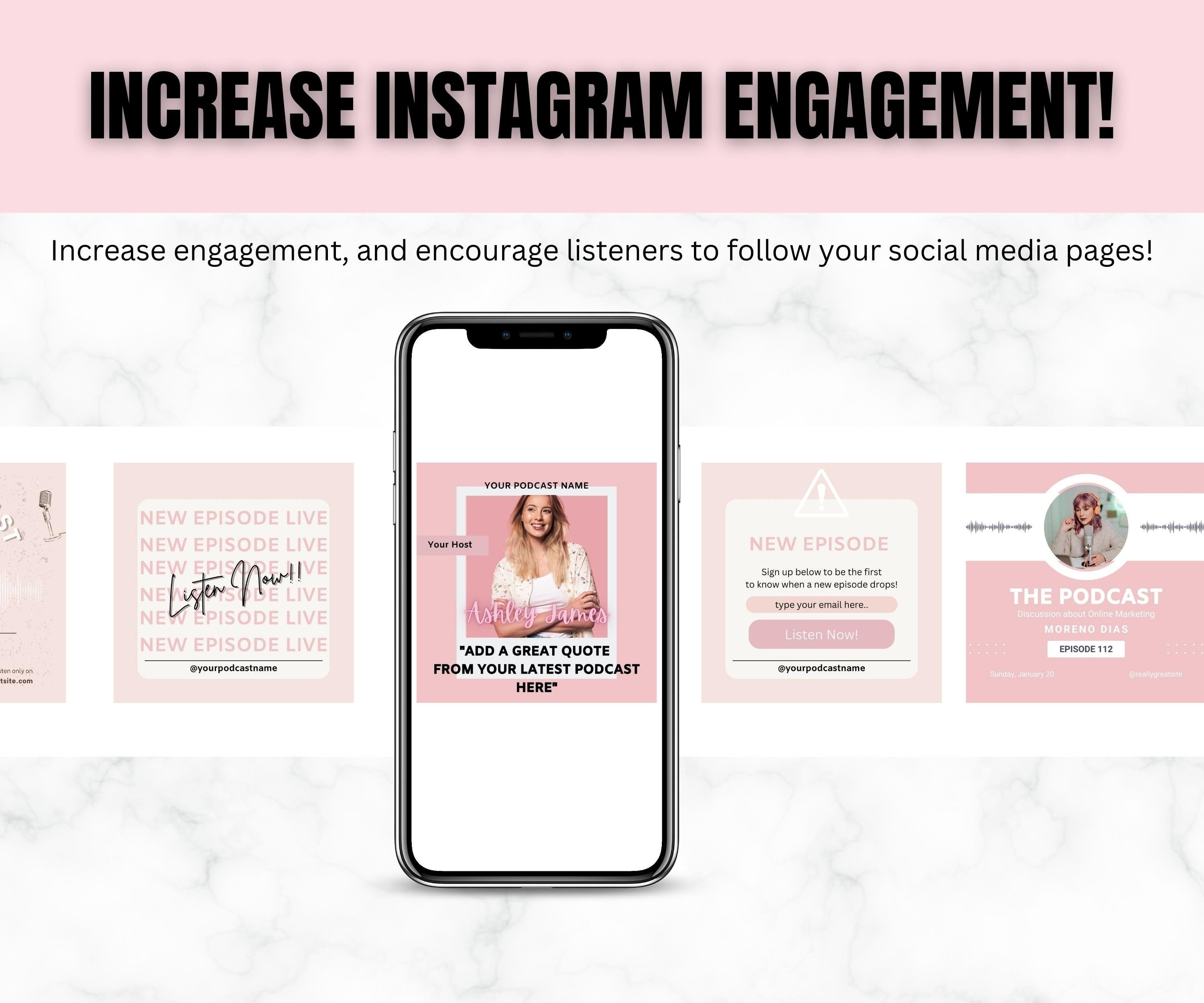 Podcast Instagram Templates, Social Media Bundle (Canva)