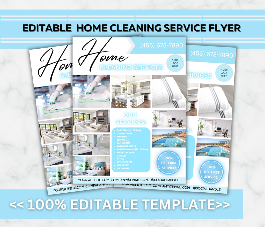 Cleaning Service Flyer, Housekeeping Business, Editable Canva Template
