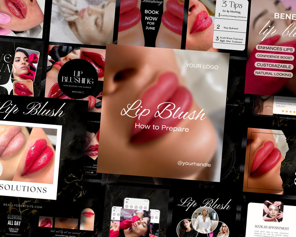 60+ Luxury Lip Blush Instagram Templates | PMU Instagram template | Lip Blush Templates | Permanent Makeup Instagram | Lip Tattoo Instagram