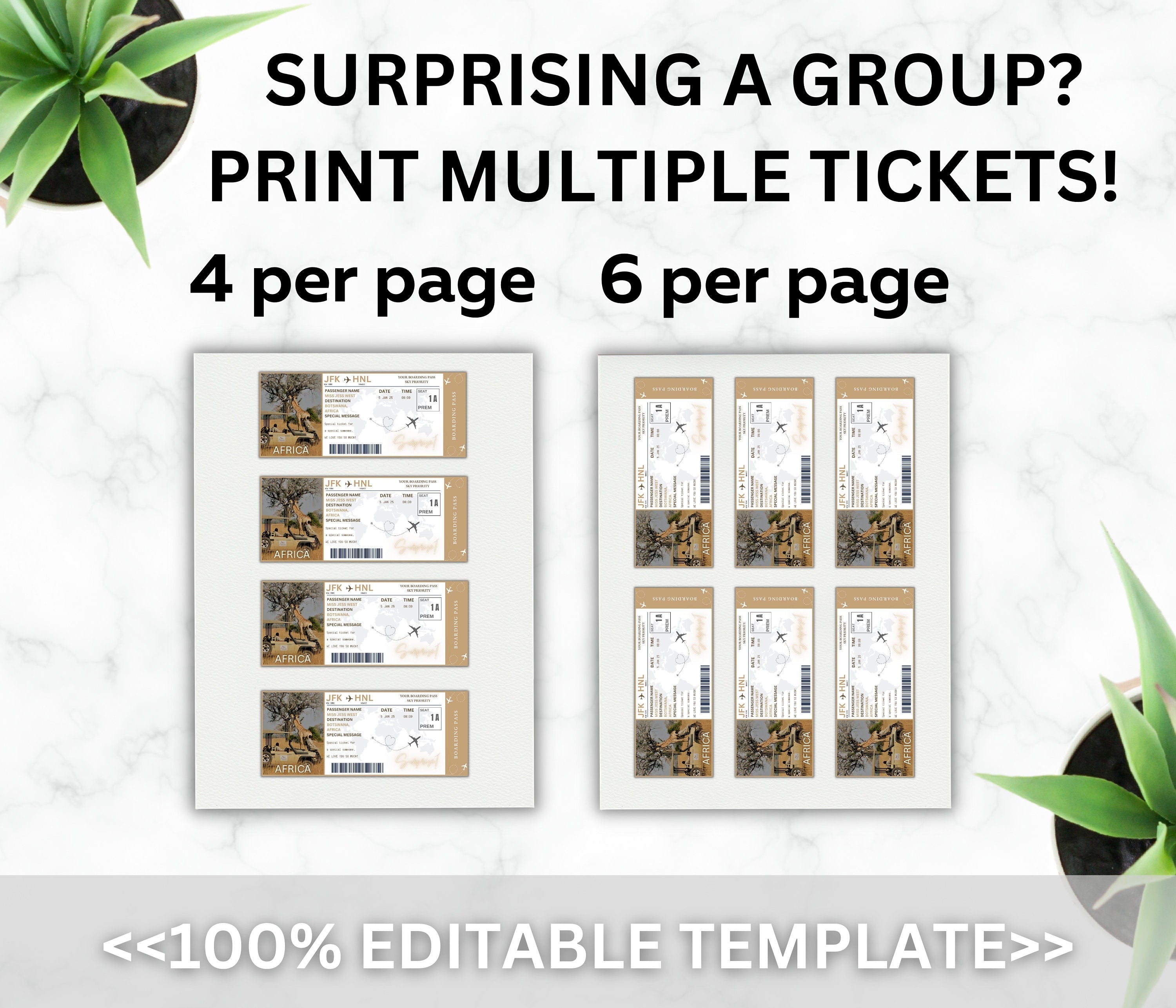 Editable African Safari Boarding Pass Template (Digital Download)