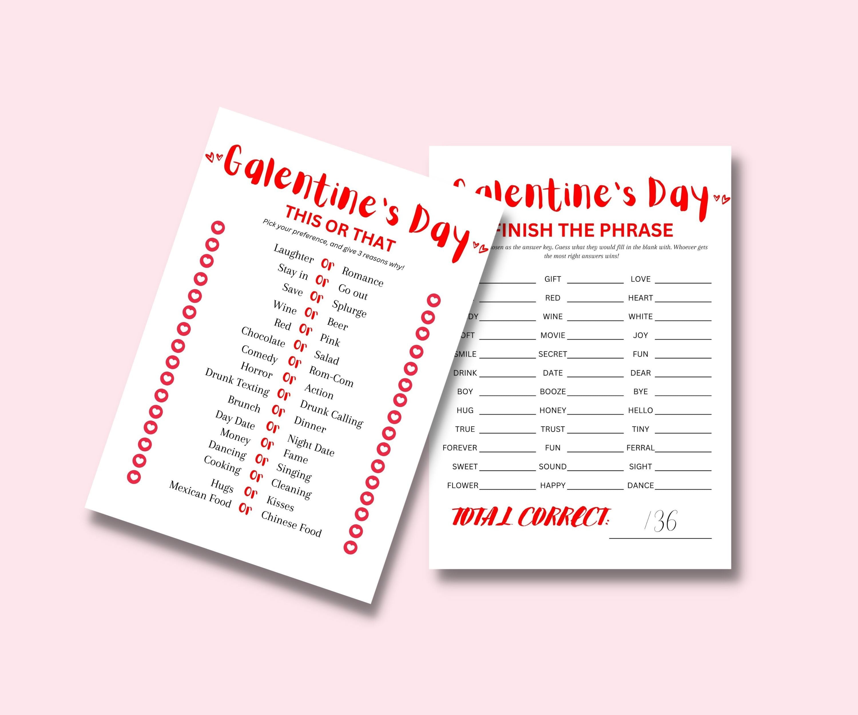 Galentine's Day Games Bundle, Printable Party Games (Digital Download)