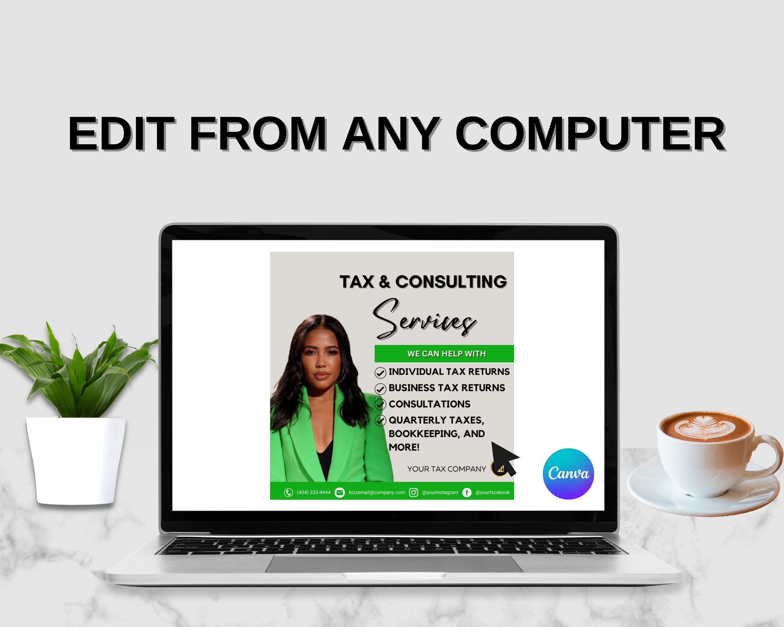 Tax Preparer Instagram Template Bundle, Emerald Green Social Media (Canva)