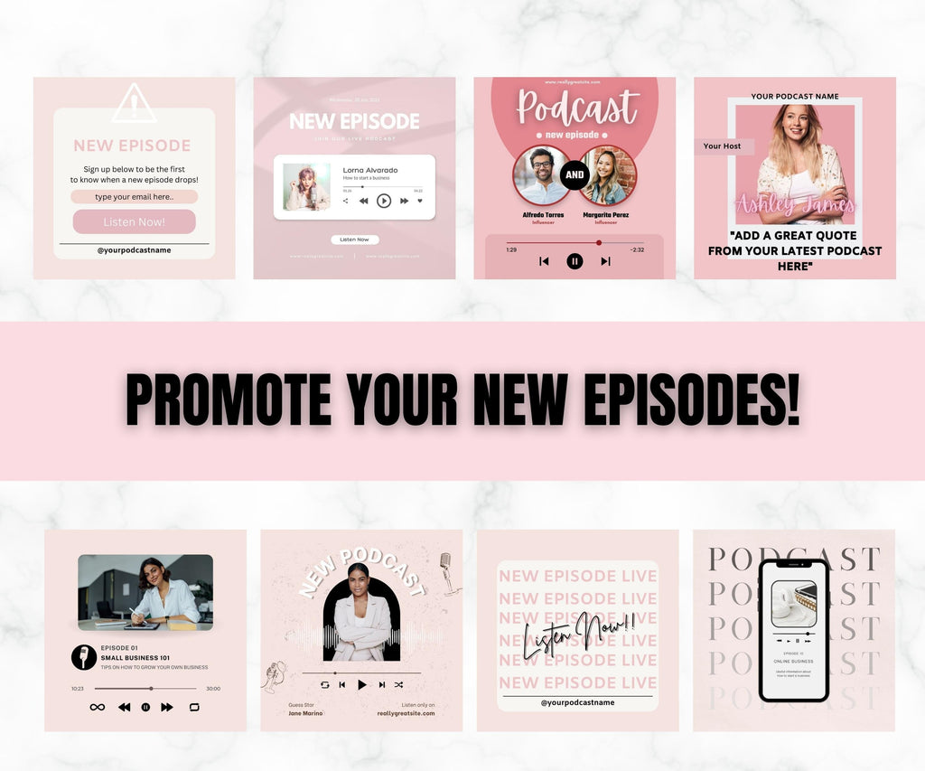 Podcast Instagram Templates, Social Media Bundle (Canva)